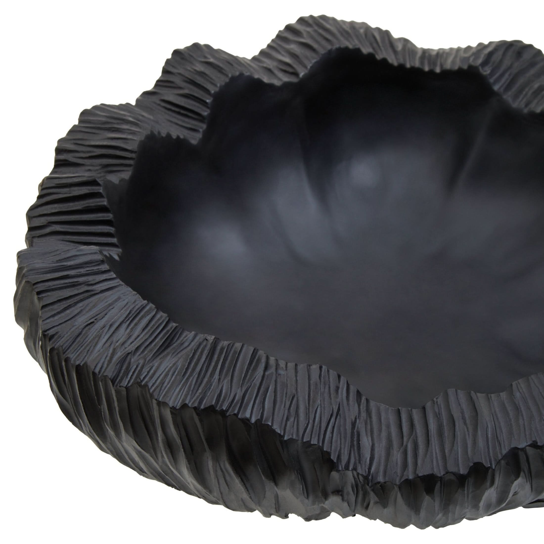 Broc Curved Textured Black Bowl   Nicholas John Interiors