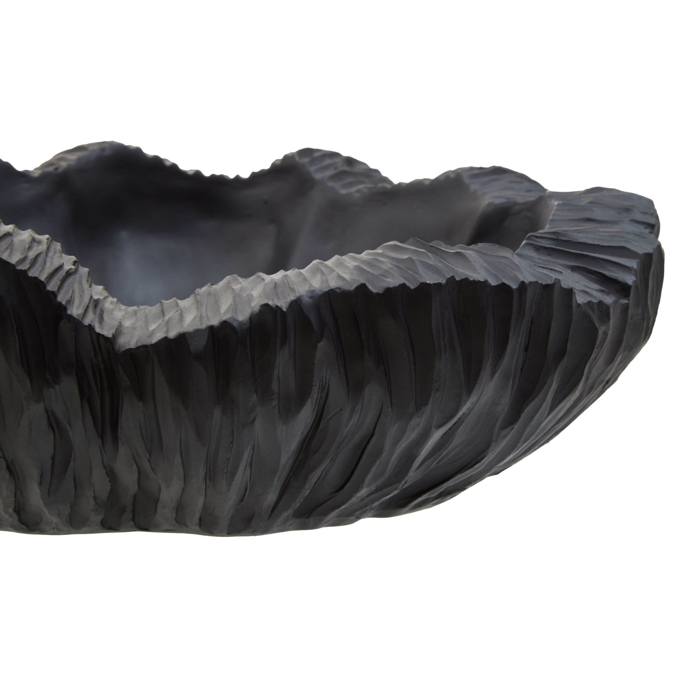 Broc Curved Textured Black Bowl   Nicholas John Interiors
