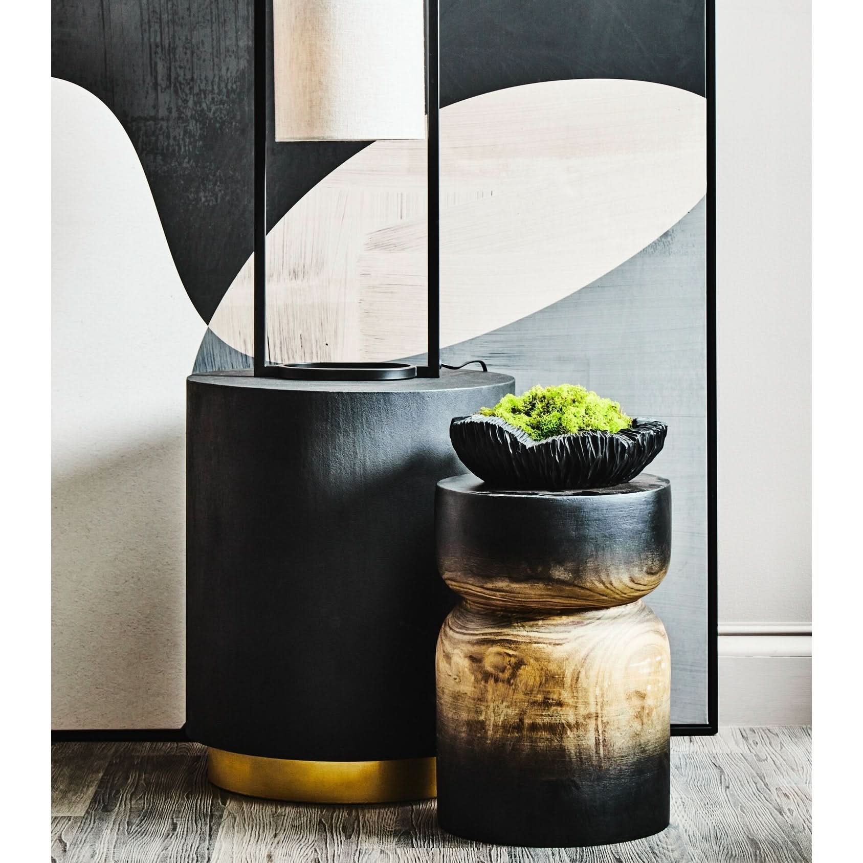 Broc Curved Textured Black Bowl   Nicholas John Interiors