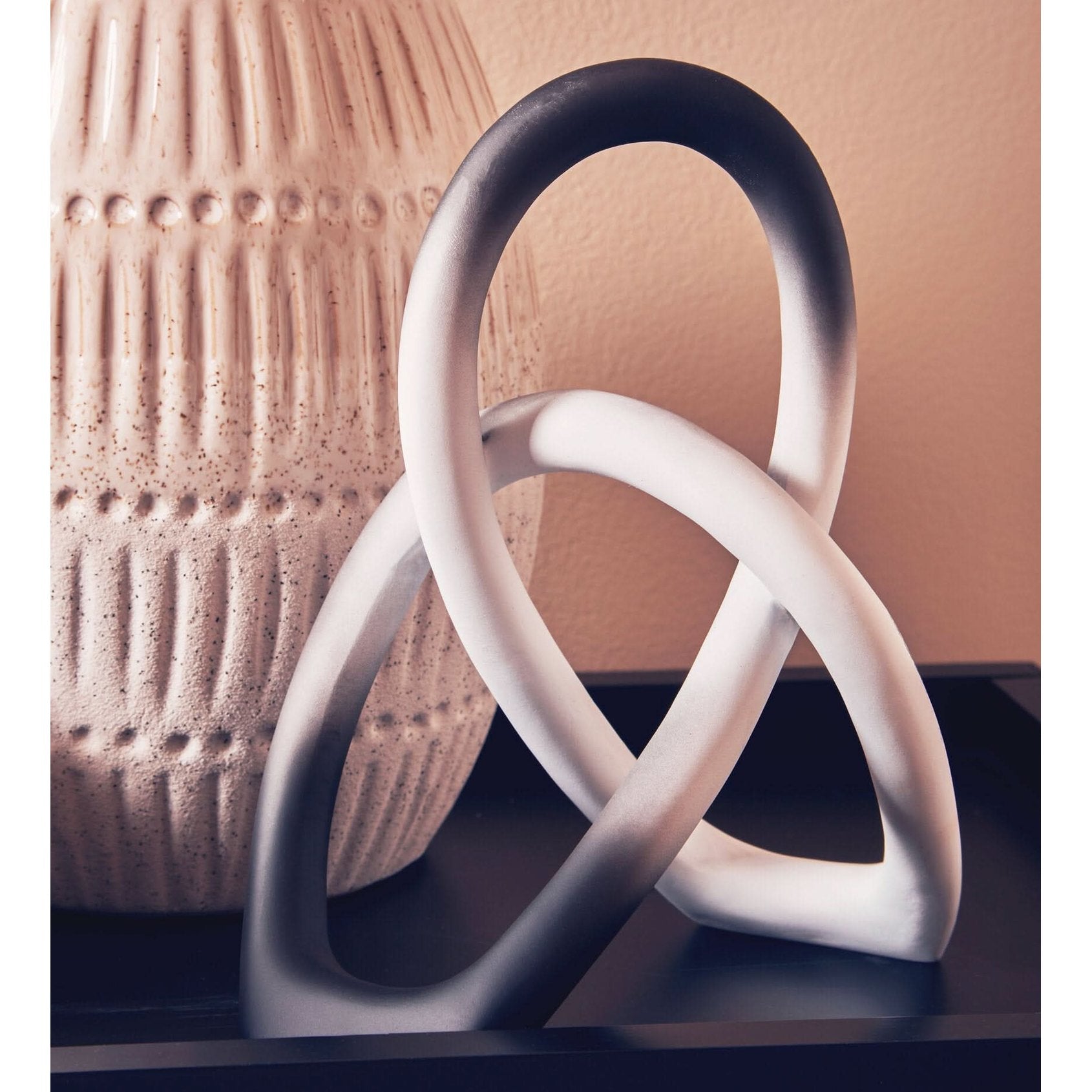 Broc Ombre Black and White Knot Sculpture   Nicholas John Interiors
