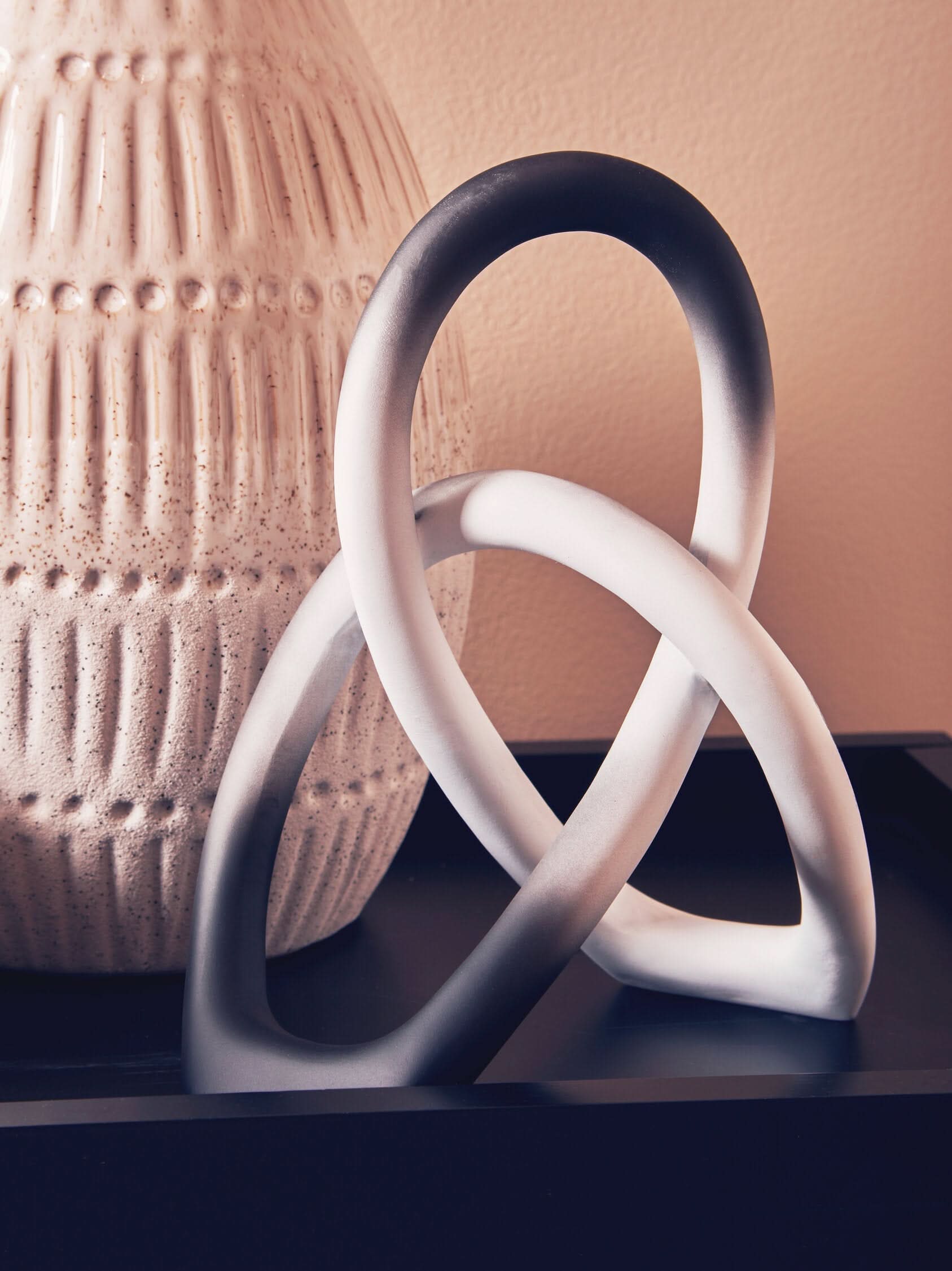 Broc Ombre Black and White Knot Sculpture   Nicholas John Interiors