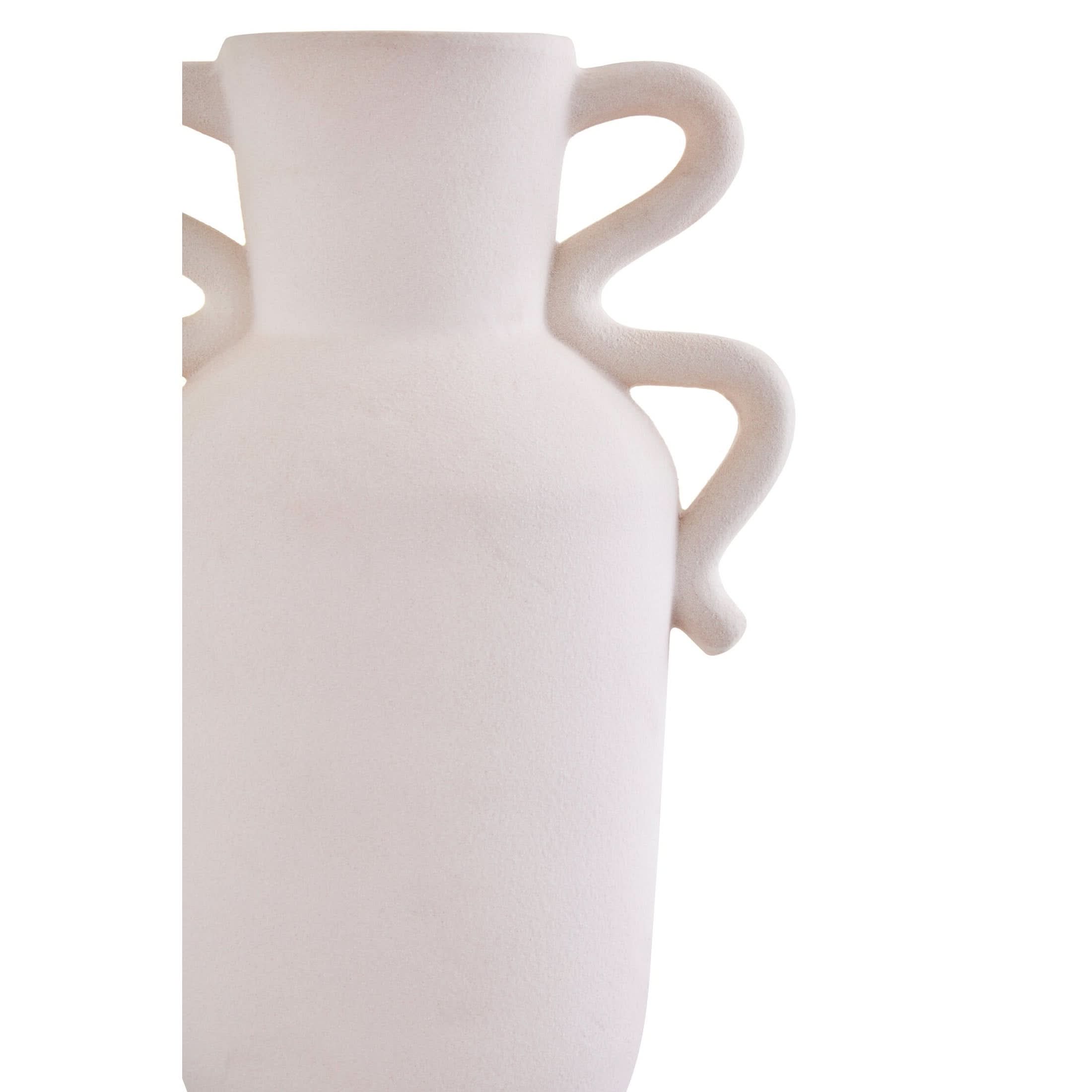 Sonata Large White Vase with Abstract Handles   Nicholas John Interiors