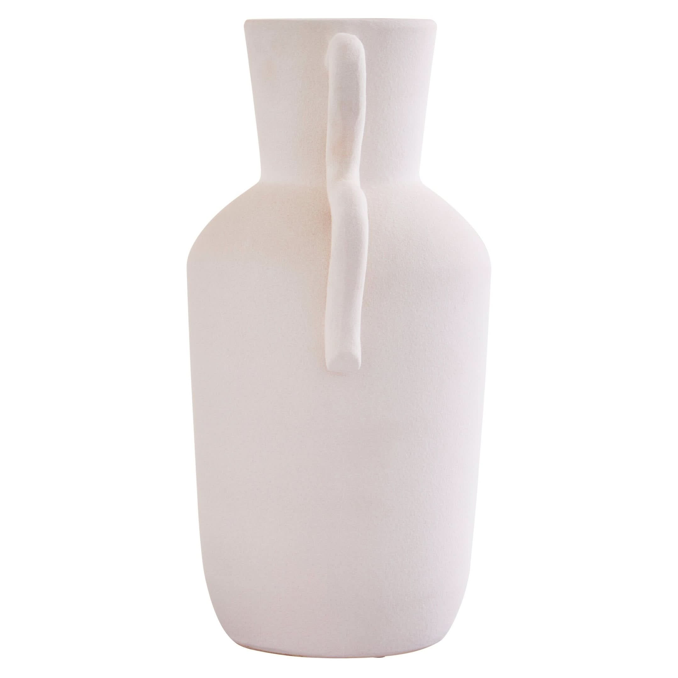 Sonata Large White Vase with Abstract Handles   Nicholas John Interiors