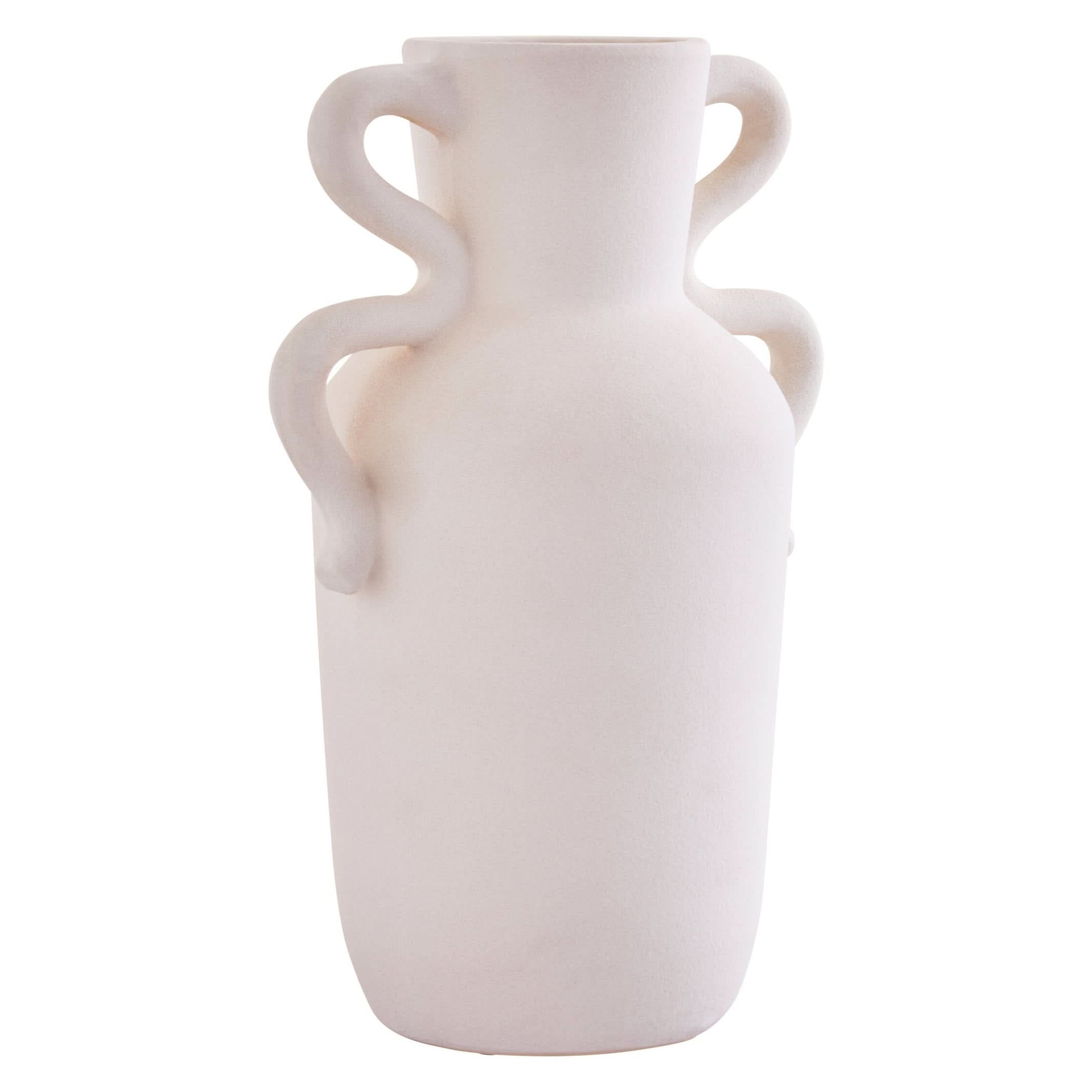 Sonata Large White Vase with Abstract Handles   Nicholas John Interiors