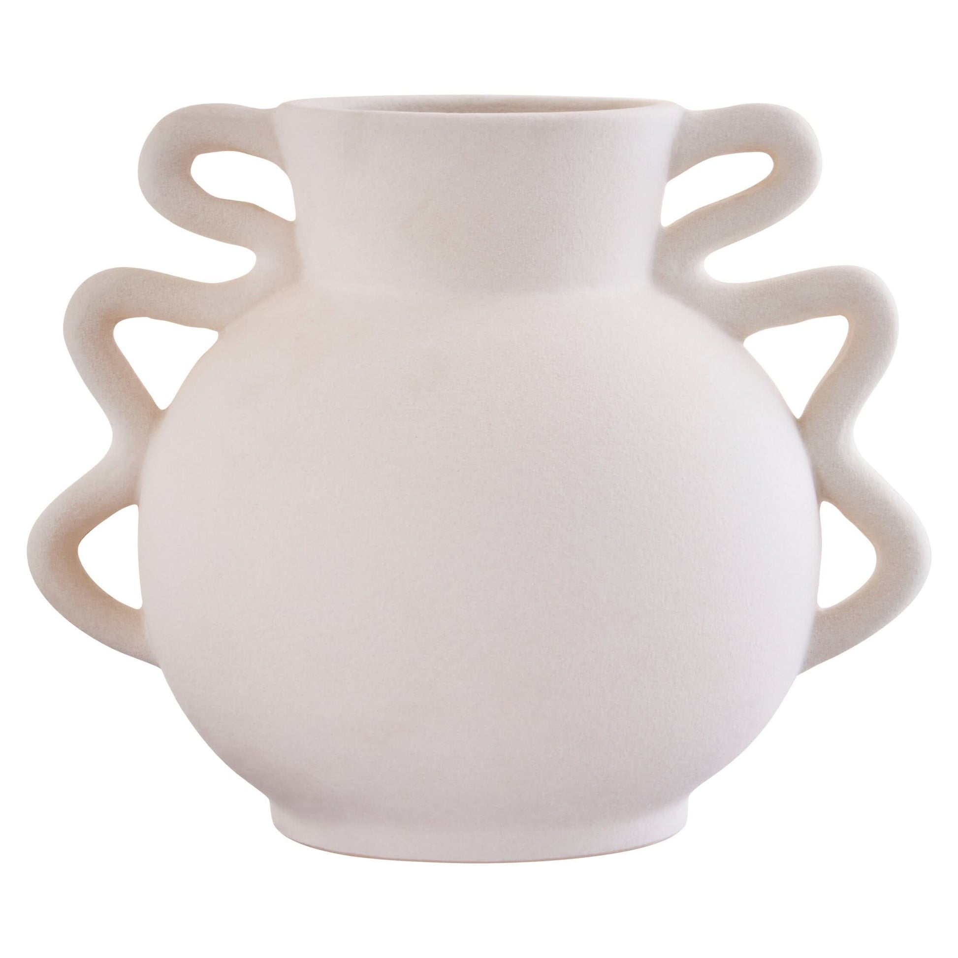 Sonata Small White Vase with Abstract Handles   Nicholas John Interiors