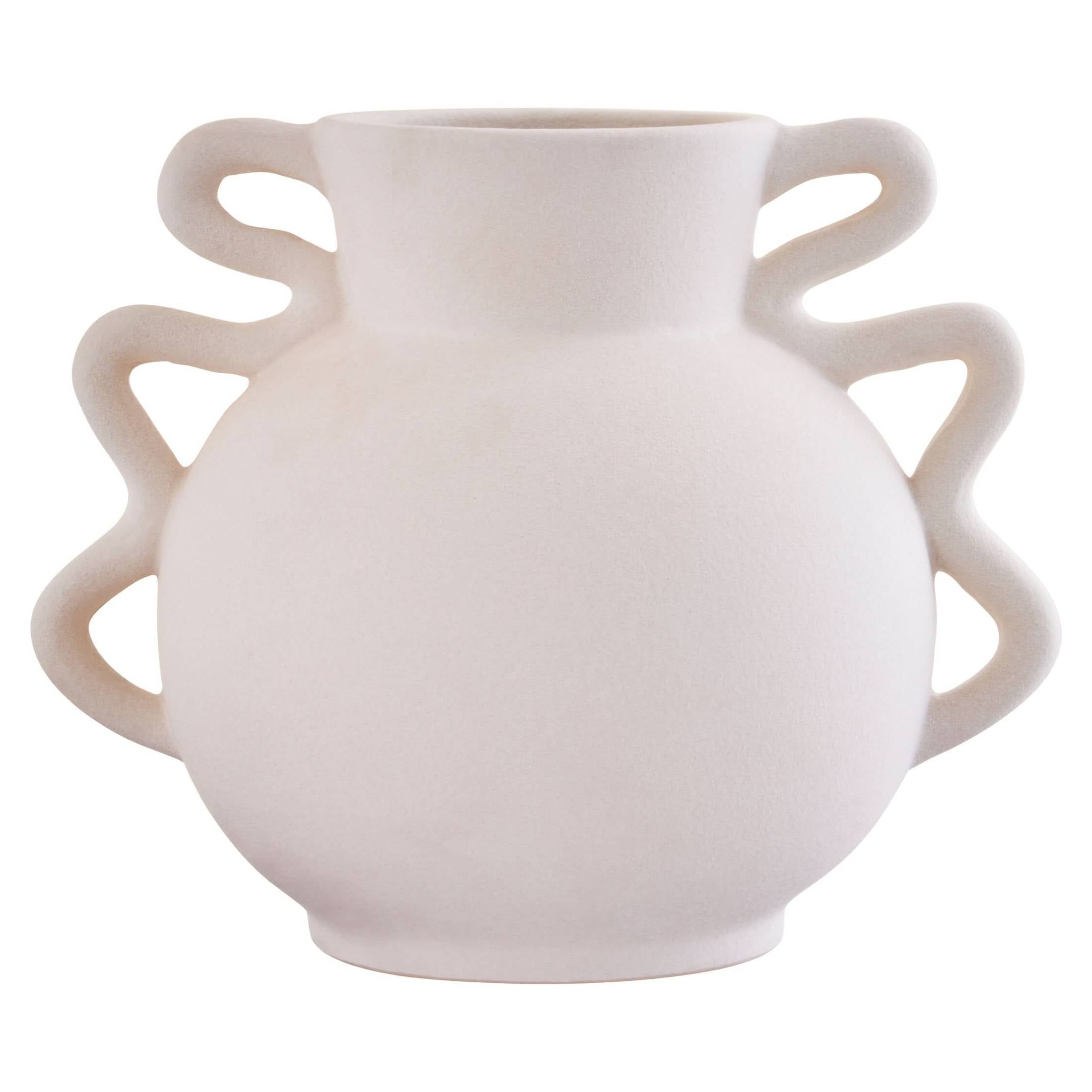 Sonata Small White Vase with Abstract Handles   Nicholas John Interiors