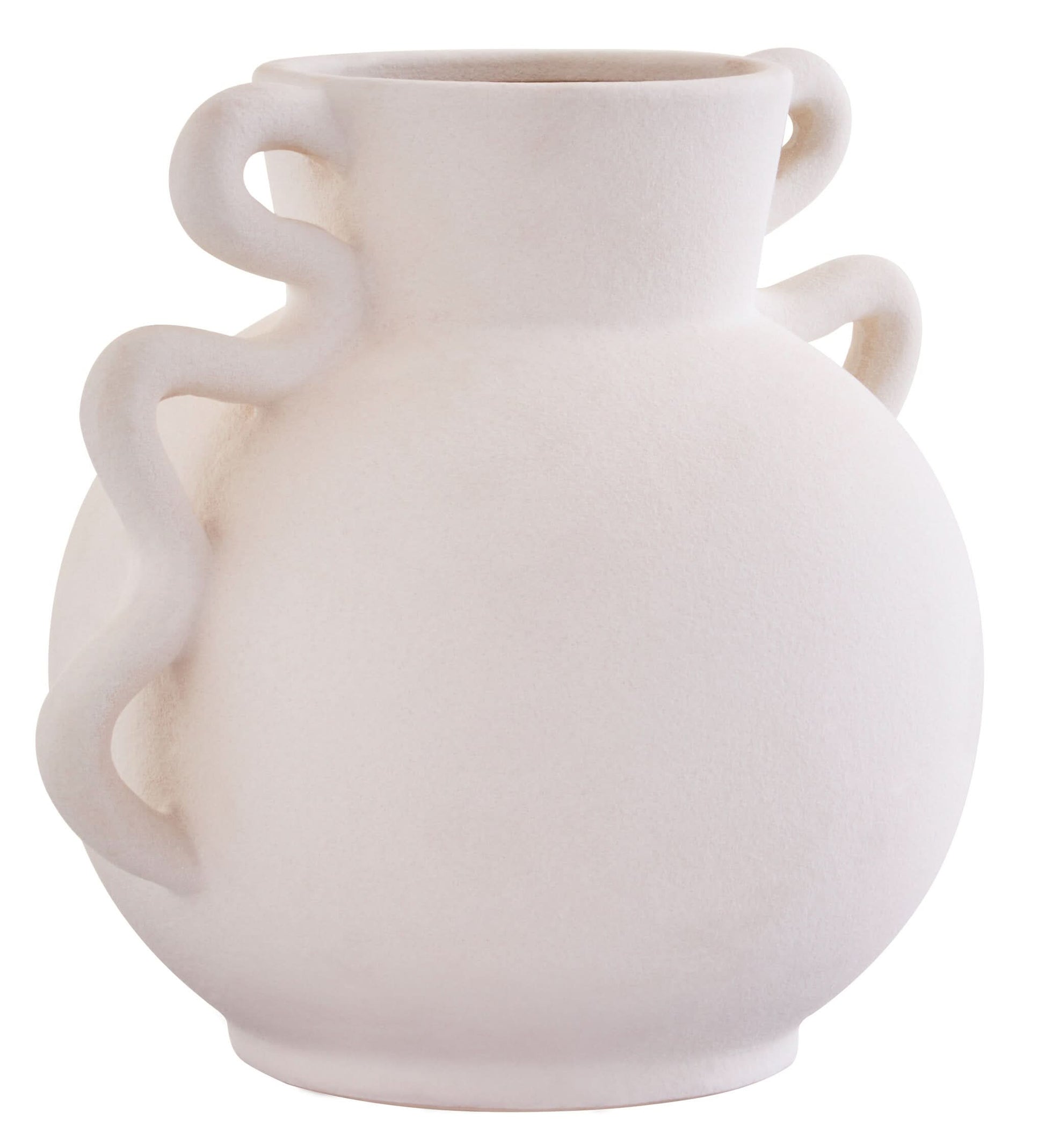 Sonata Small White Vase with Abstract Handles   Nicholas John Interiors