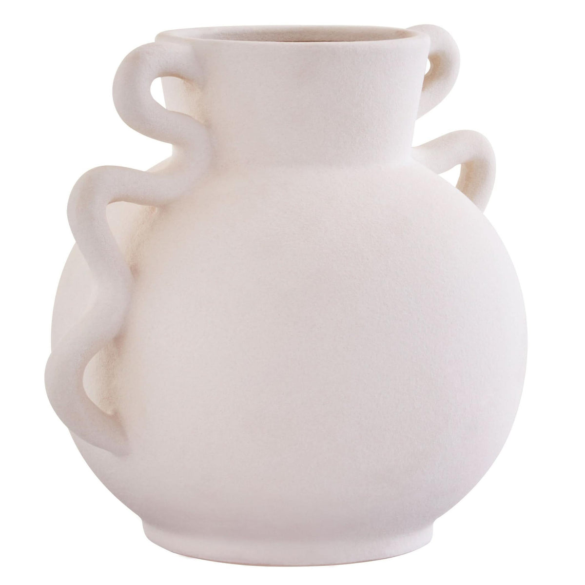 Sonata Small White Vase with Abstract Handles   Nicholas John Interiors
