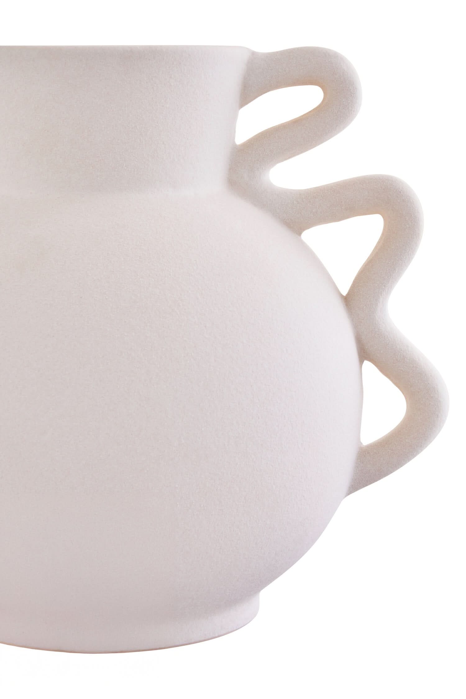 Sonata Small White Vase with Abstract Handles   Nicholas John Interiors