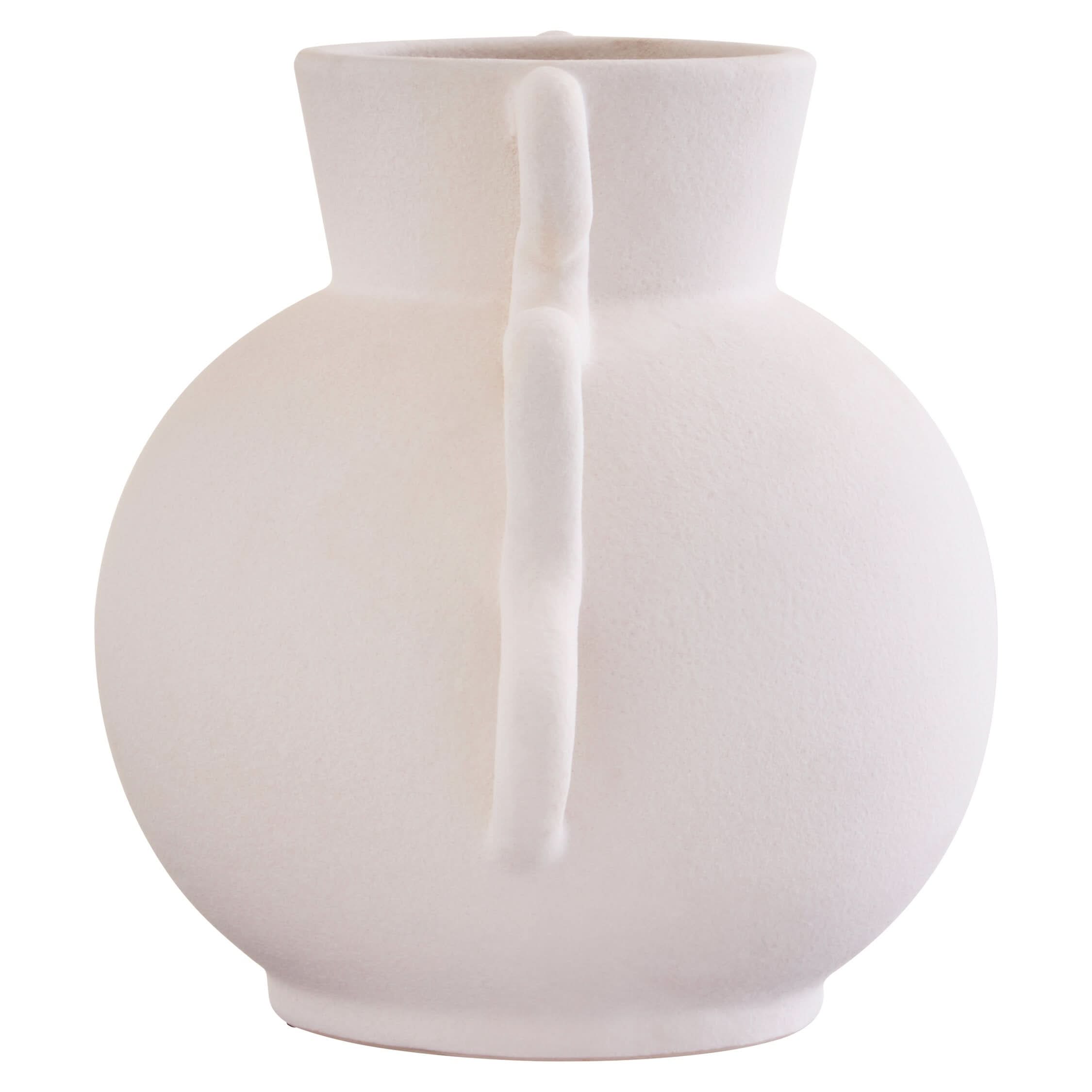 Sonata Small White Vase with Abstract Handles   Nicholas John Interiors
