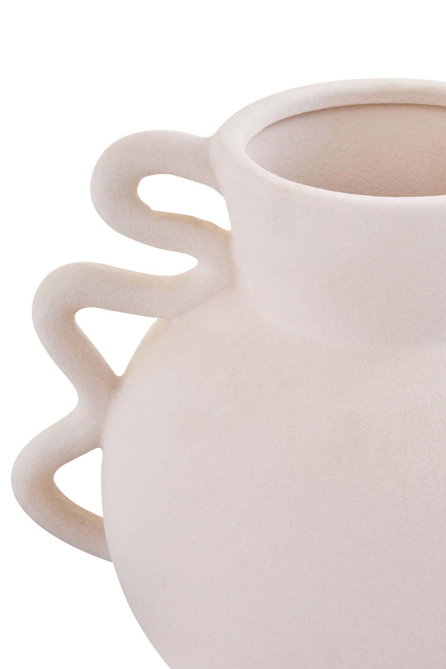 Sonata Small White Vase with Abstract Handles   Nicholas John Interiors