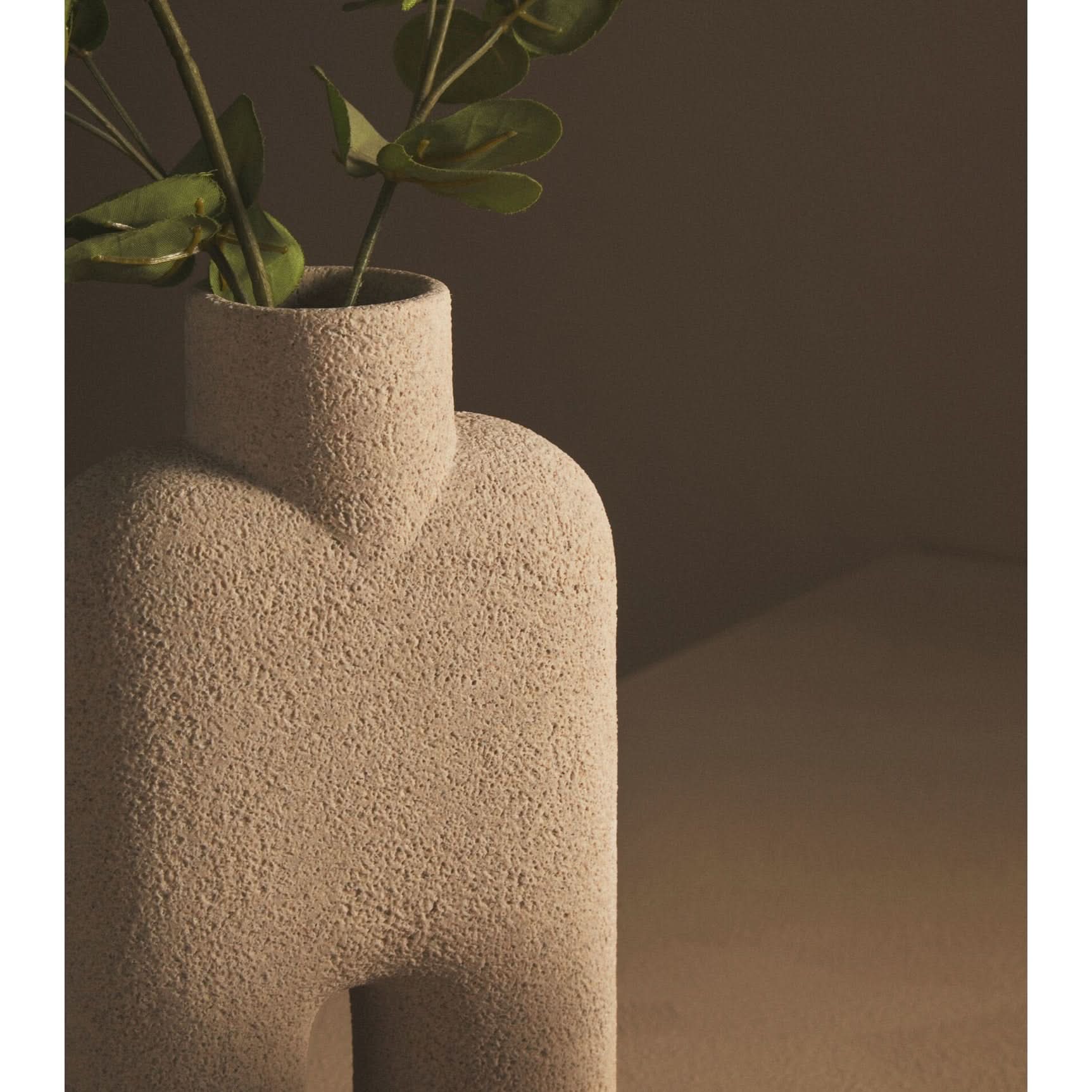 Broc Large Sandstone Effect Sculptured Vase   Nicholas John Interiors