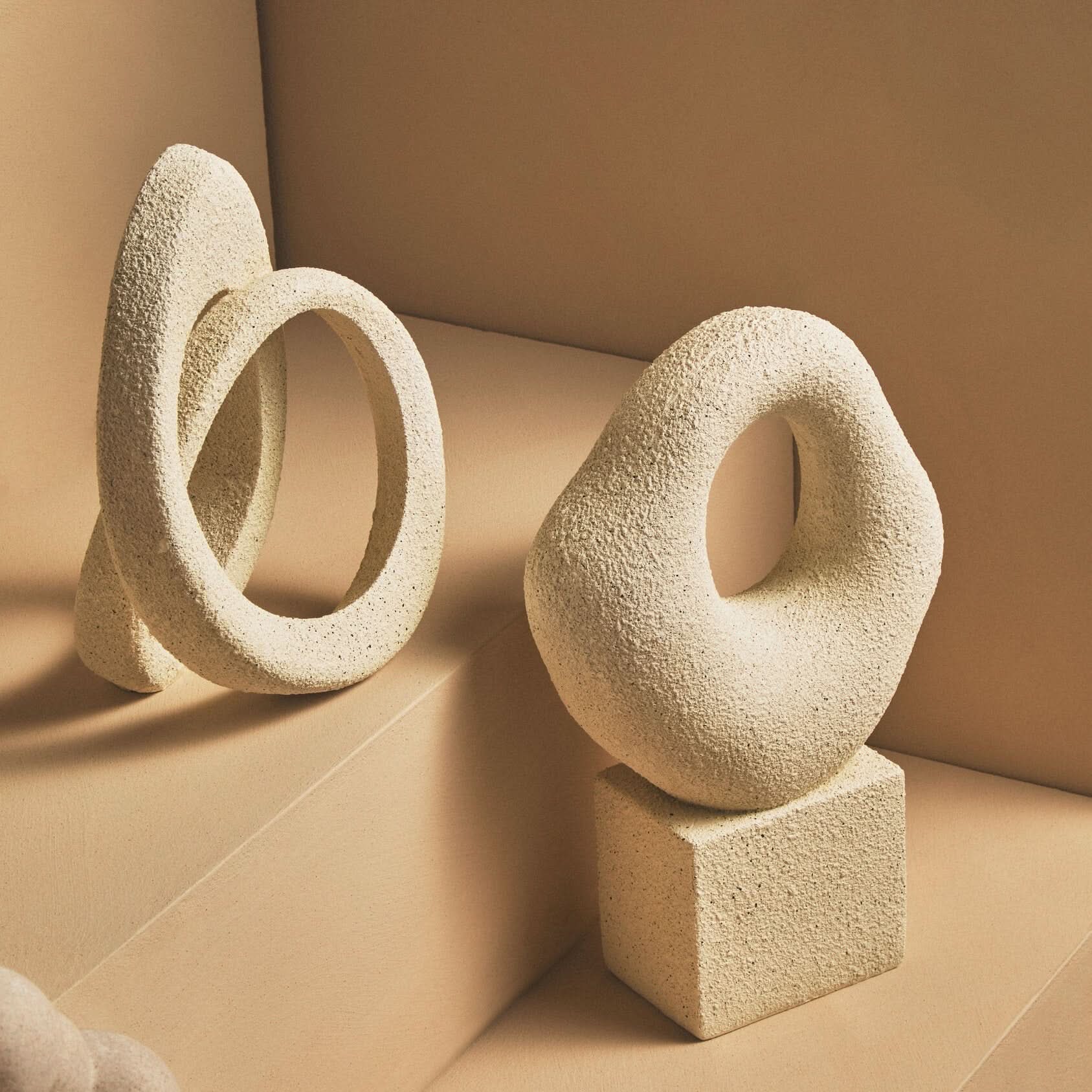 Broc Cream Textured Loop Sculpture   Nicholas John Interiors