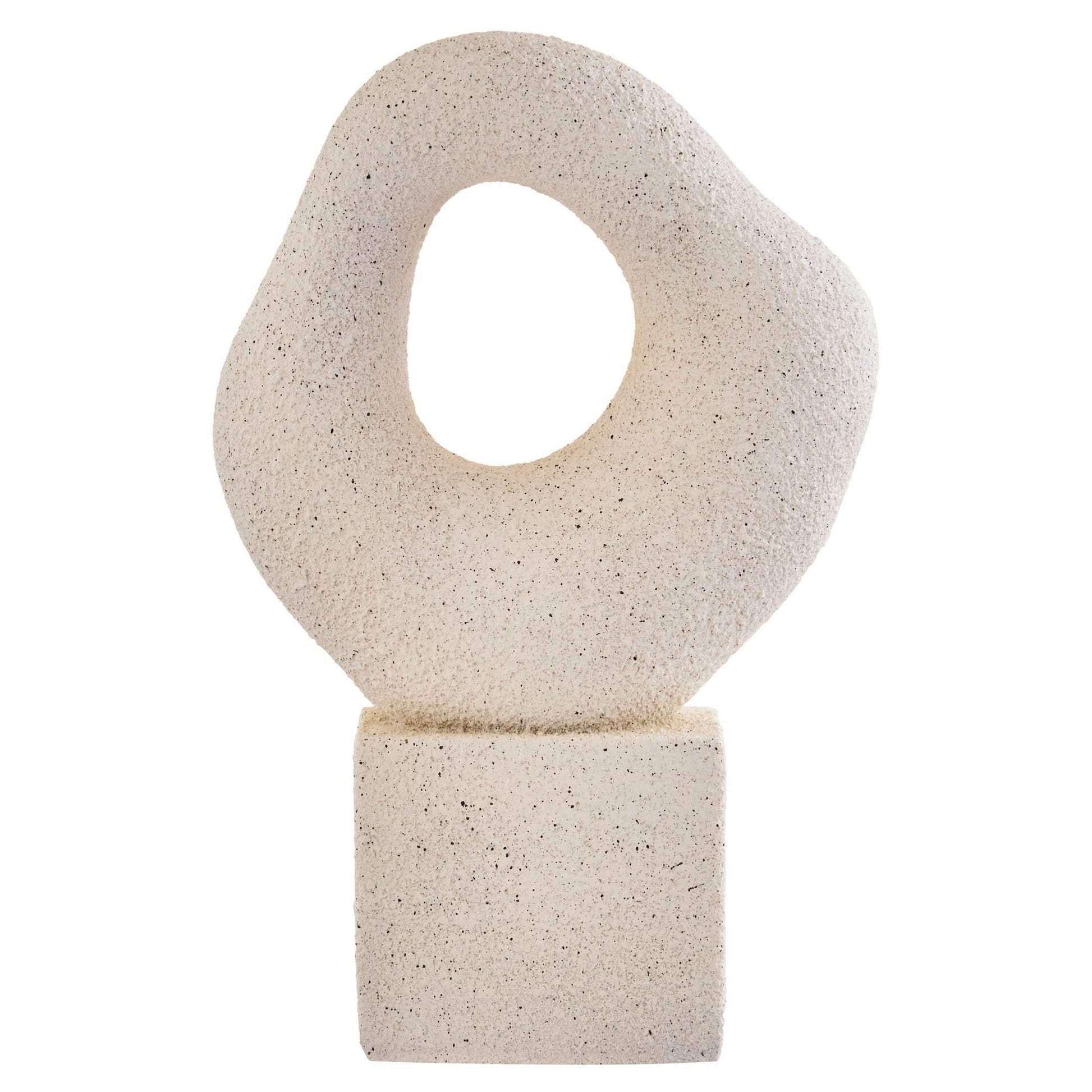 Broc Cream Textured Abstract Loop Sculpture On Pedestal   Nicholas John Interiors