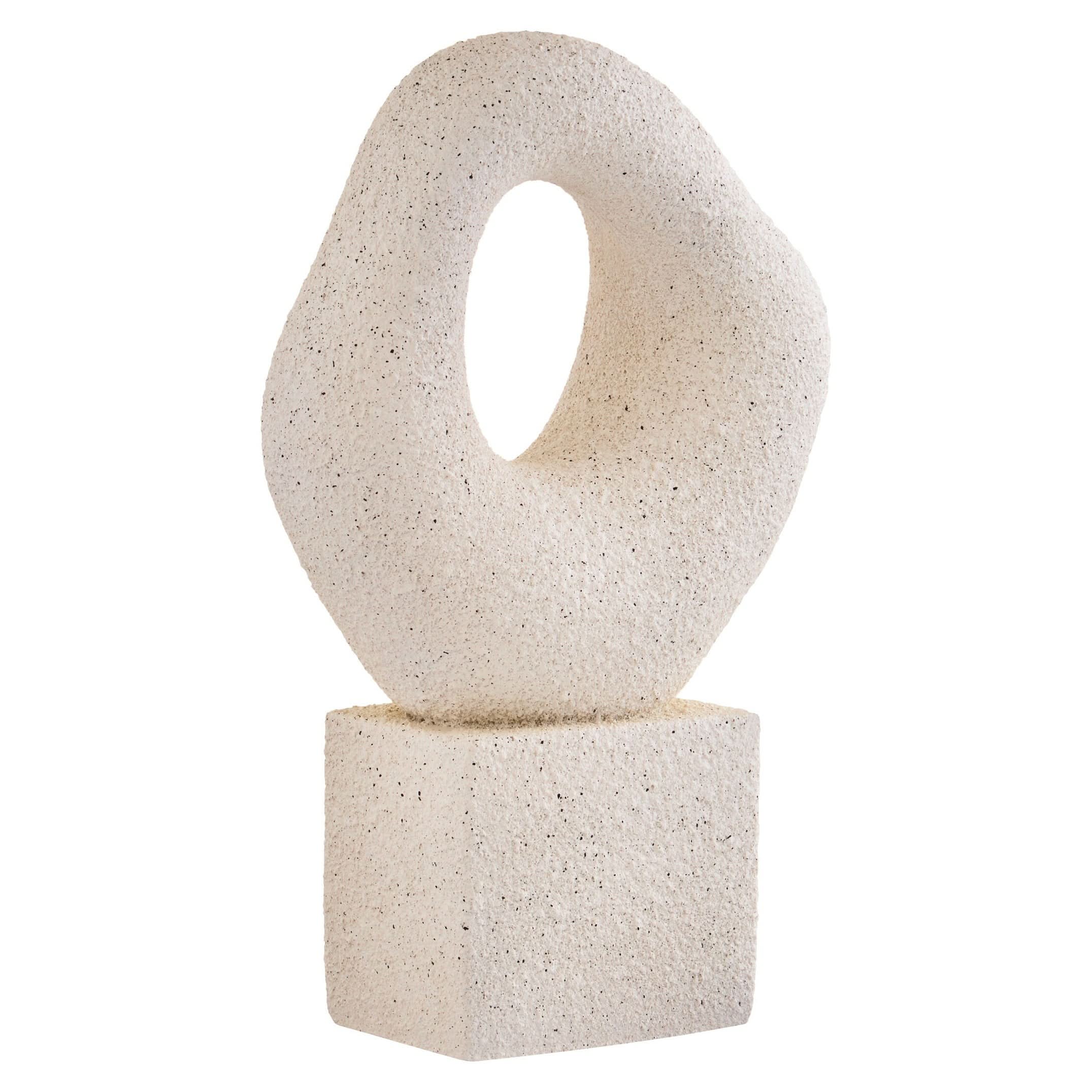 Broc Cream Textured Abstract Loop Sculpture On Pedestal   Nicholas John Interiors