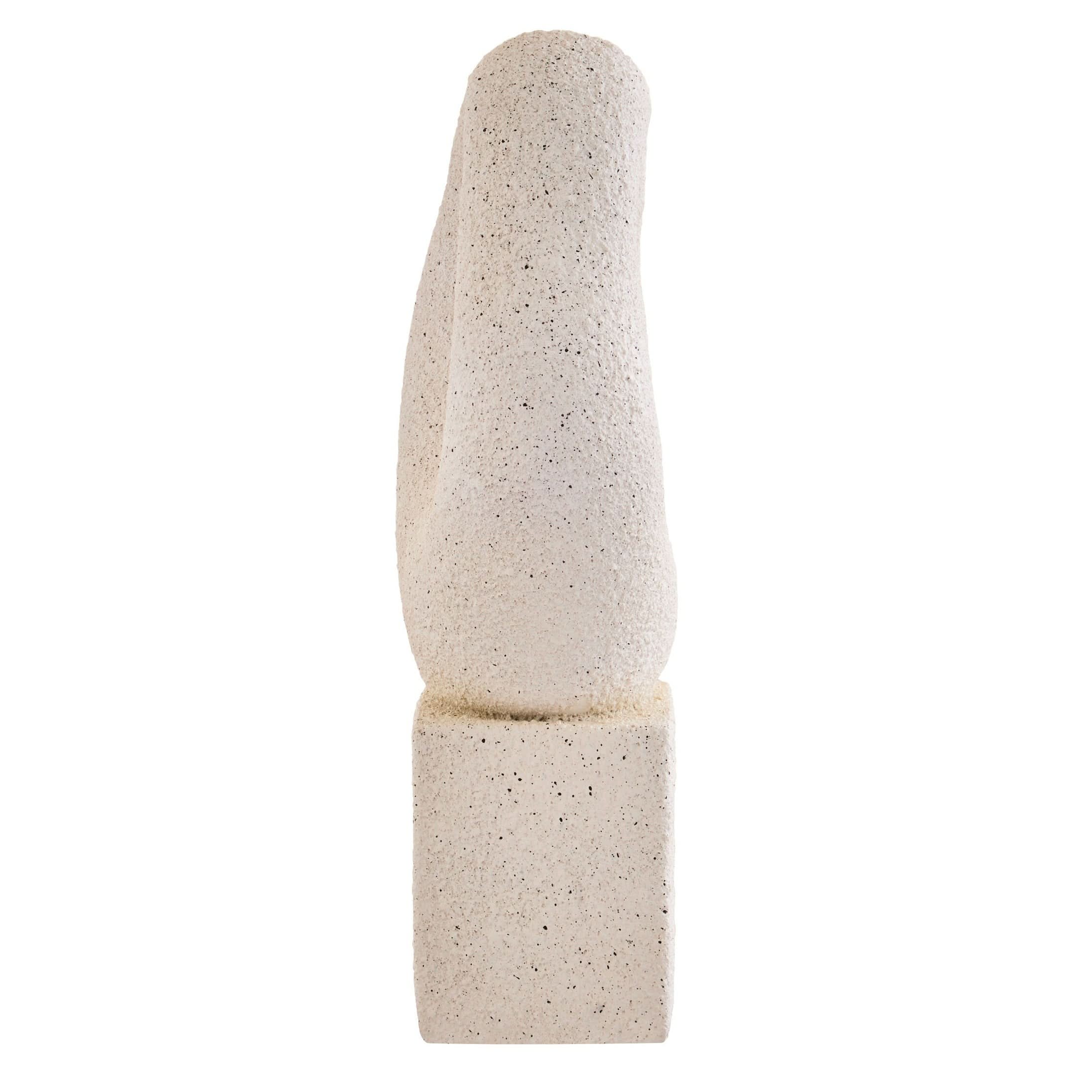 Broc Cream Textured Abstract Loop Sculpture On Pedestal   Nicholas John Interiors