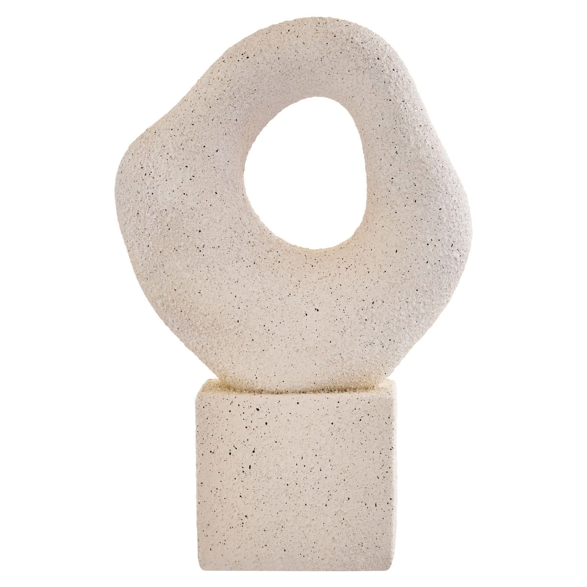 Broc Cream Textured Abstract Loop Sculpture On Pedestal   Nicholas John Interiors