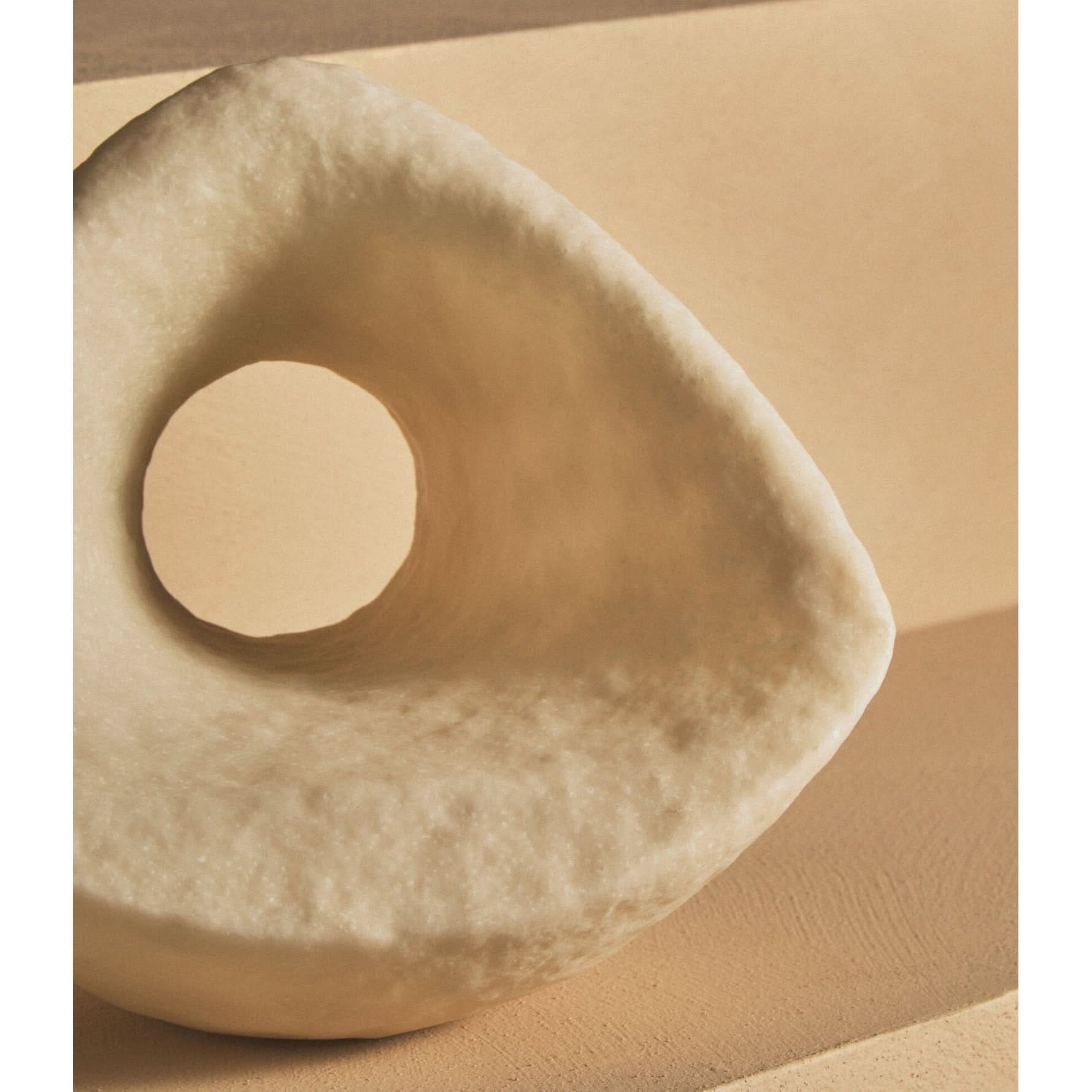 Broc Cream Textured Geometric Sculpture   Nicholas John Interiors