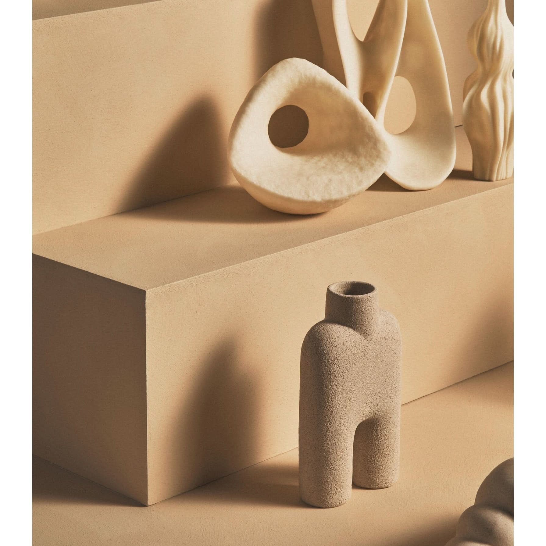 Broc Cream Textured Geometric Sculpture   Nicholas John Interiors