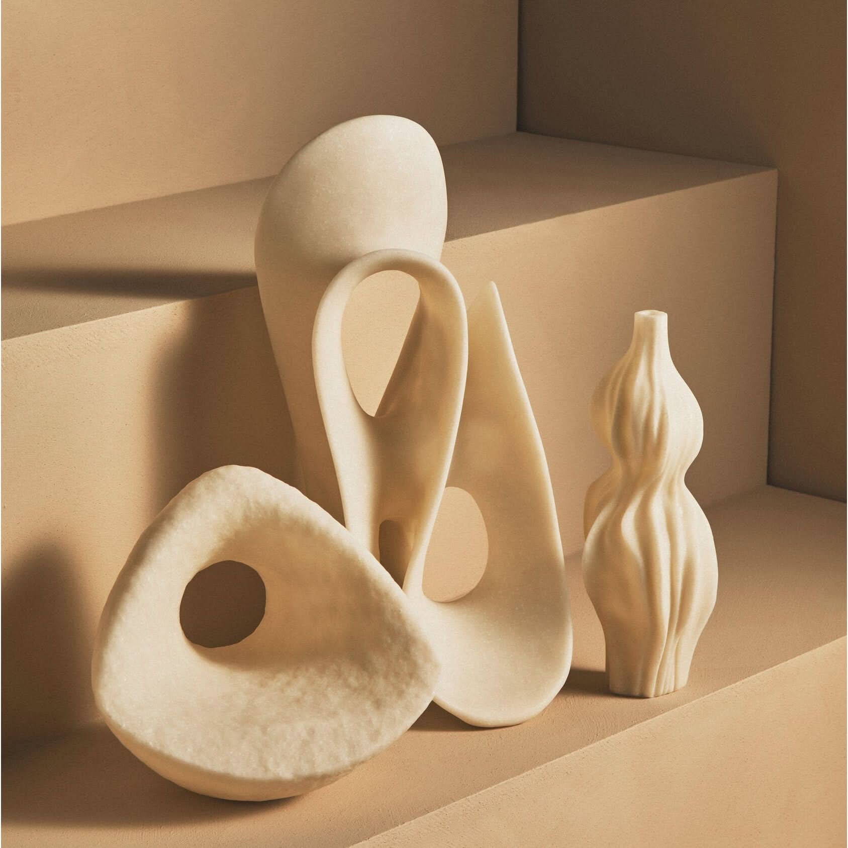 Broc Cream Textured Geometric Sculpture   Nicholas John Interiors