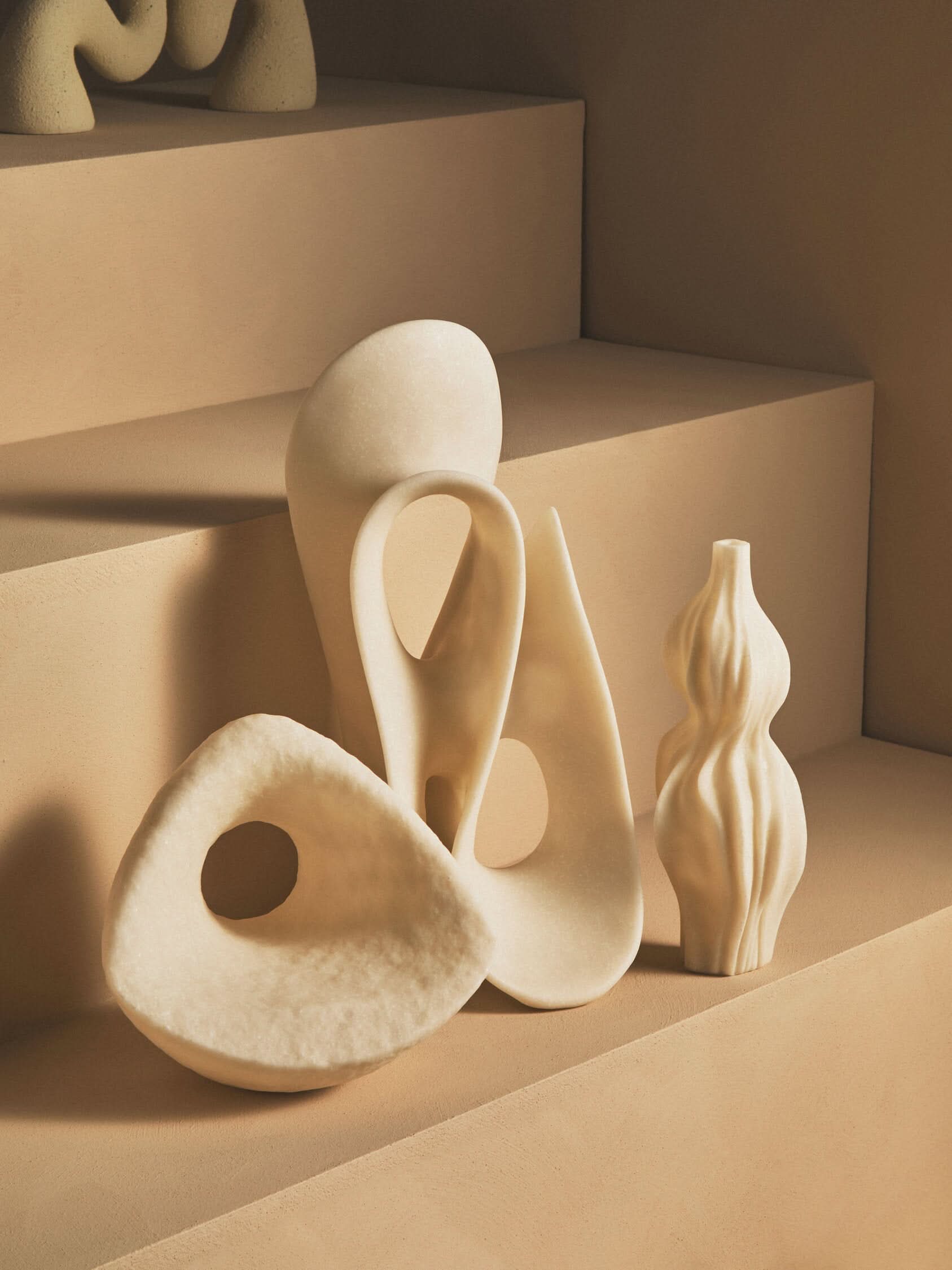 Broc Large White Marble Effect Abstract Loop Sculpture   Nicholas John Interiors