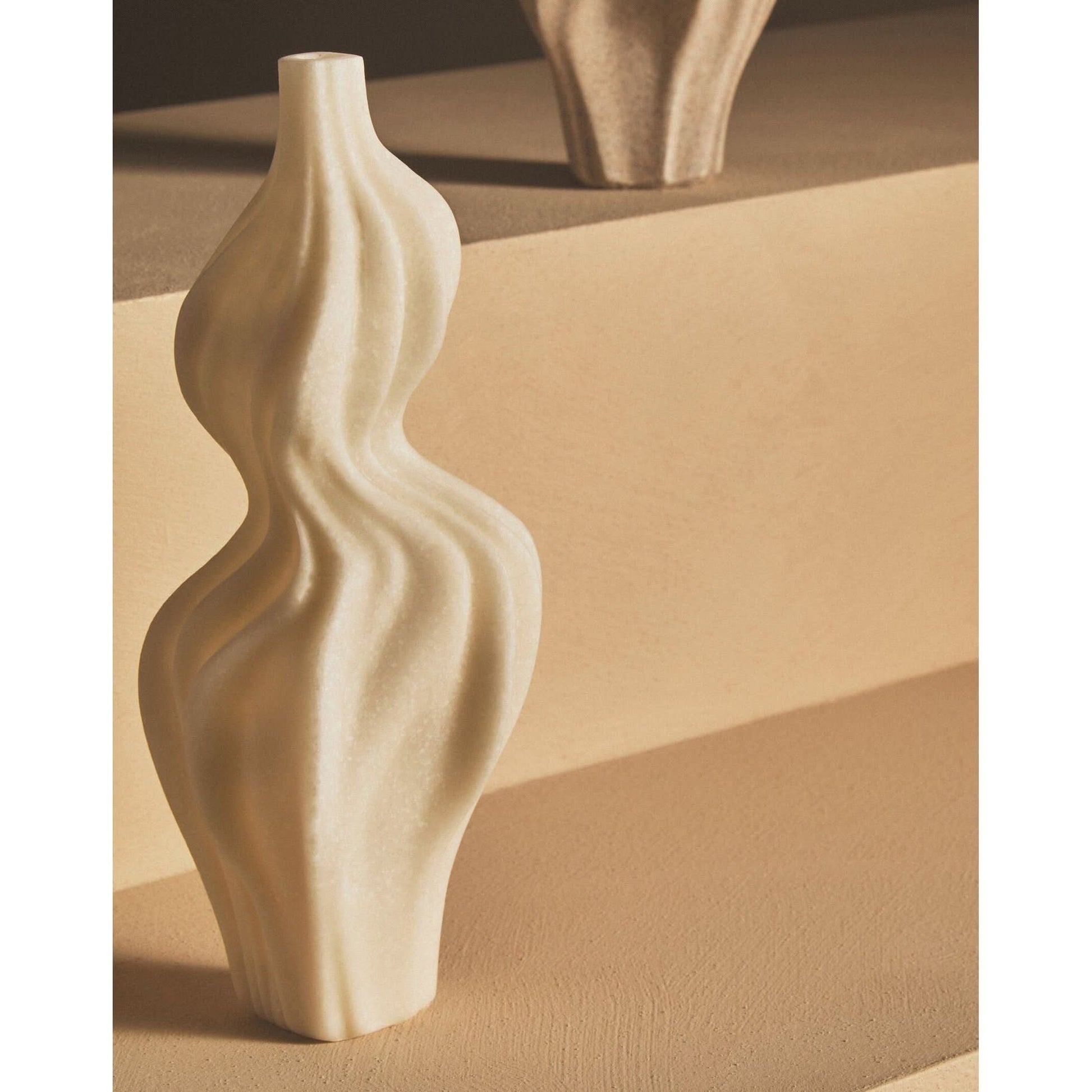 Broc White Marble Effect Organic Twist Vase   Nicholas John Interiors