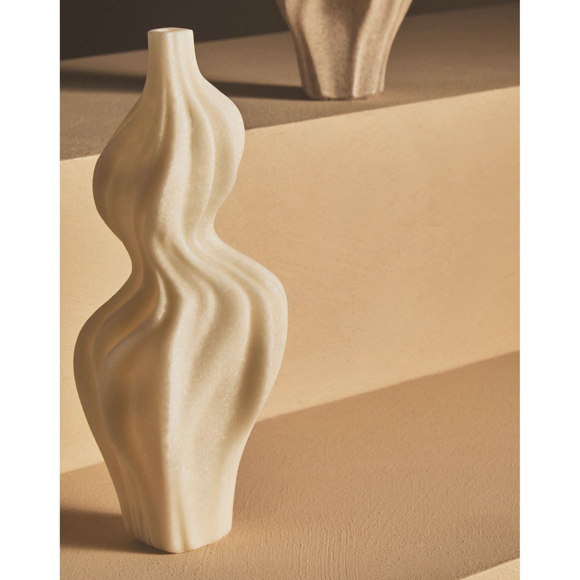 Broc White Marble Effect Organic Twist Vase   Nicholas John Interiors