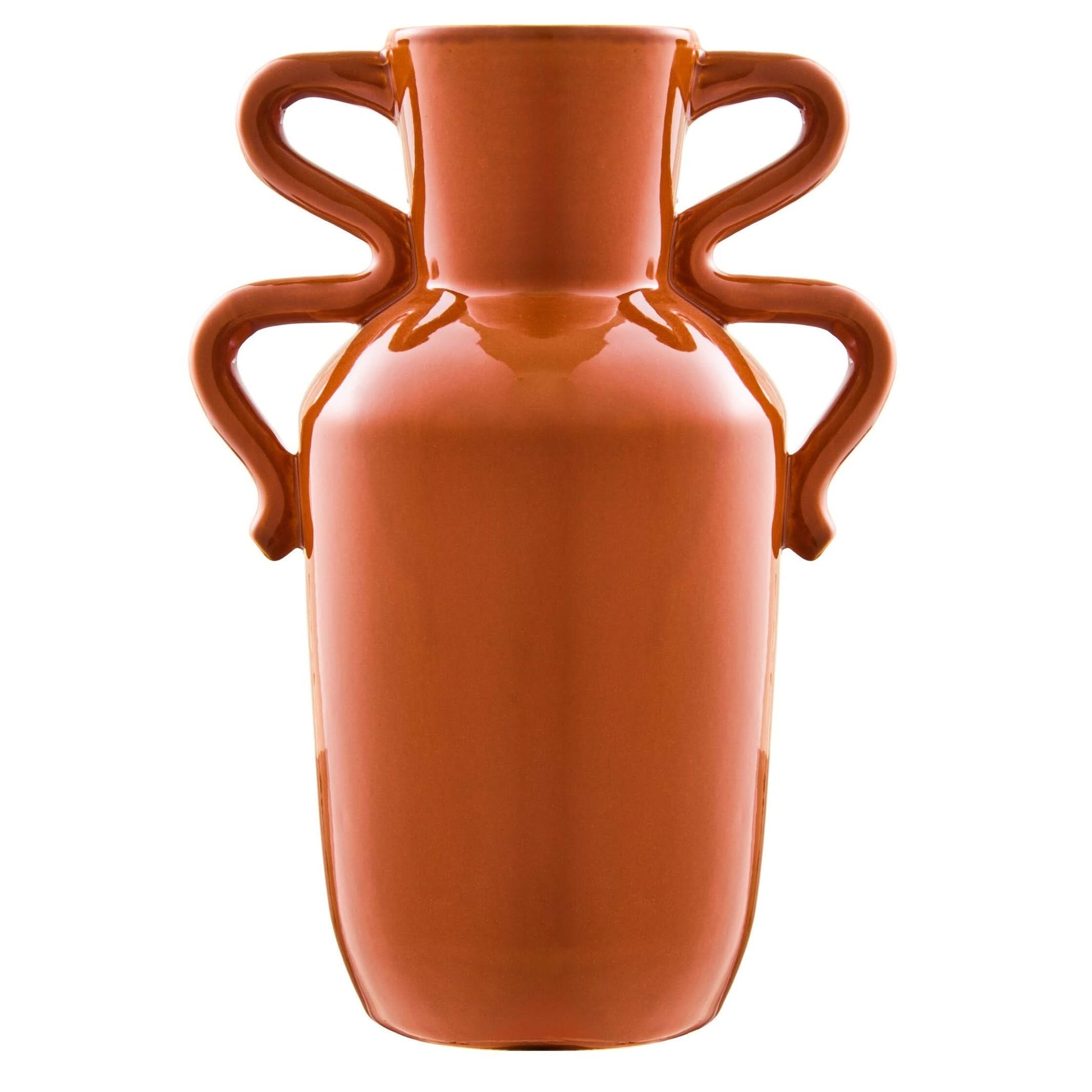 Sonata Large Burnt Orange Vase with Abstract Handles   Nicholas John Interiors
