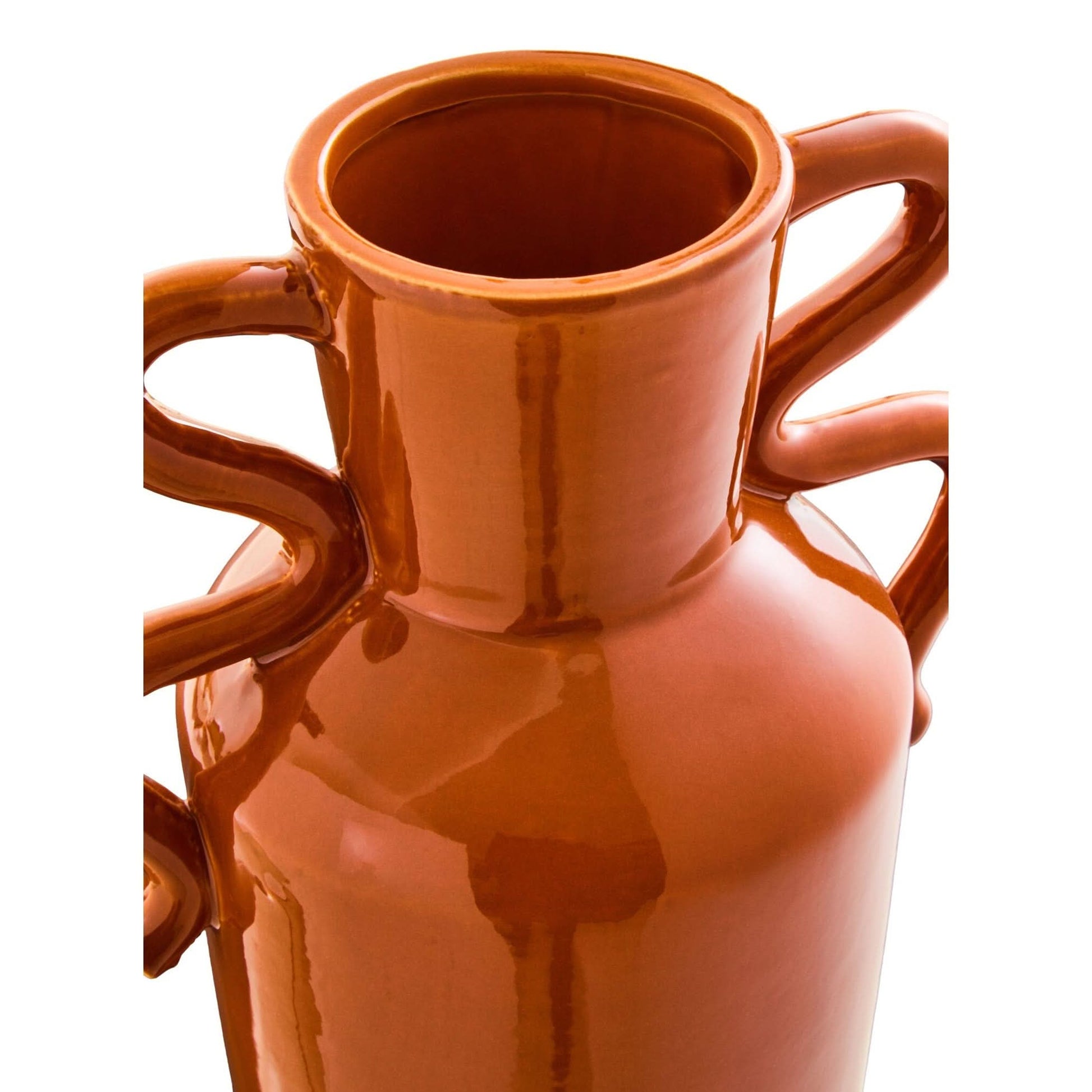 Sonata Large Burnt Orange Vase with Abstract Handles   Nicholas John Interiors