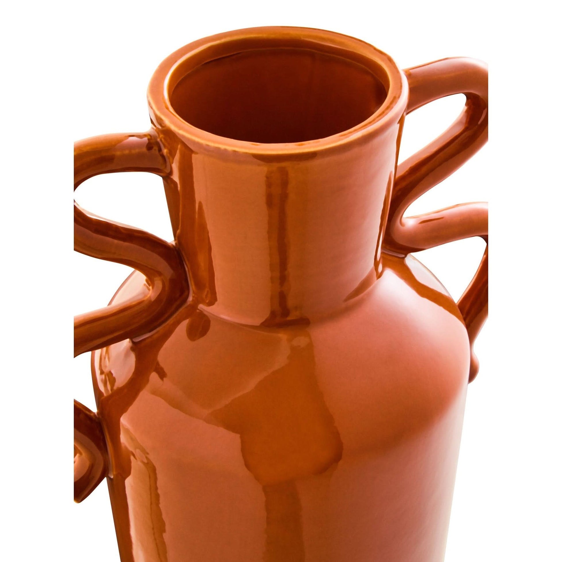 Sonata Large Burnt Orange Vase with Abstract Handles   Nicholas John Interiors