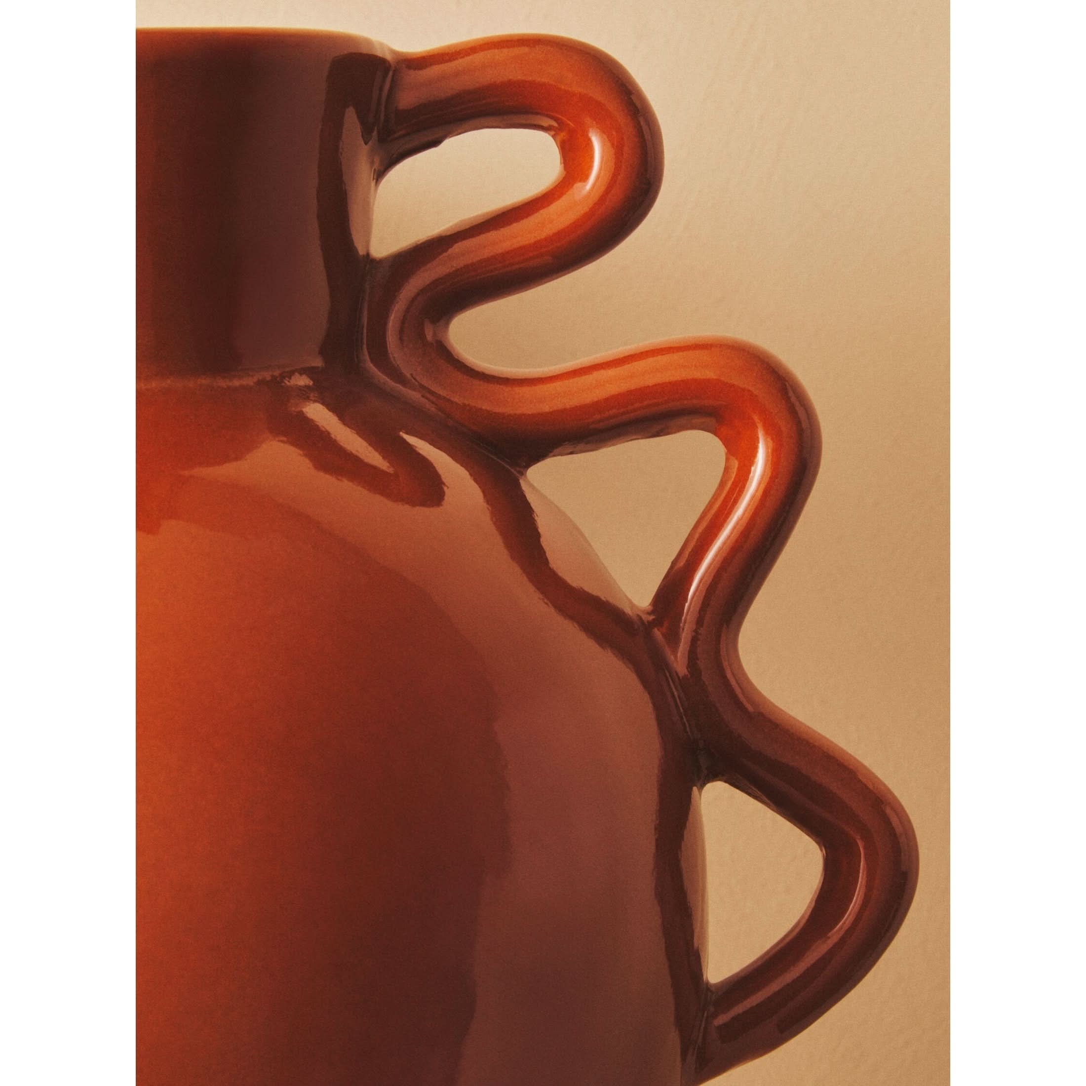 Sonata Small Burnt Orange Vase with Abstract Handles   Nicholas John Interiors