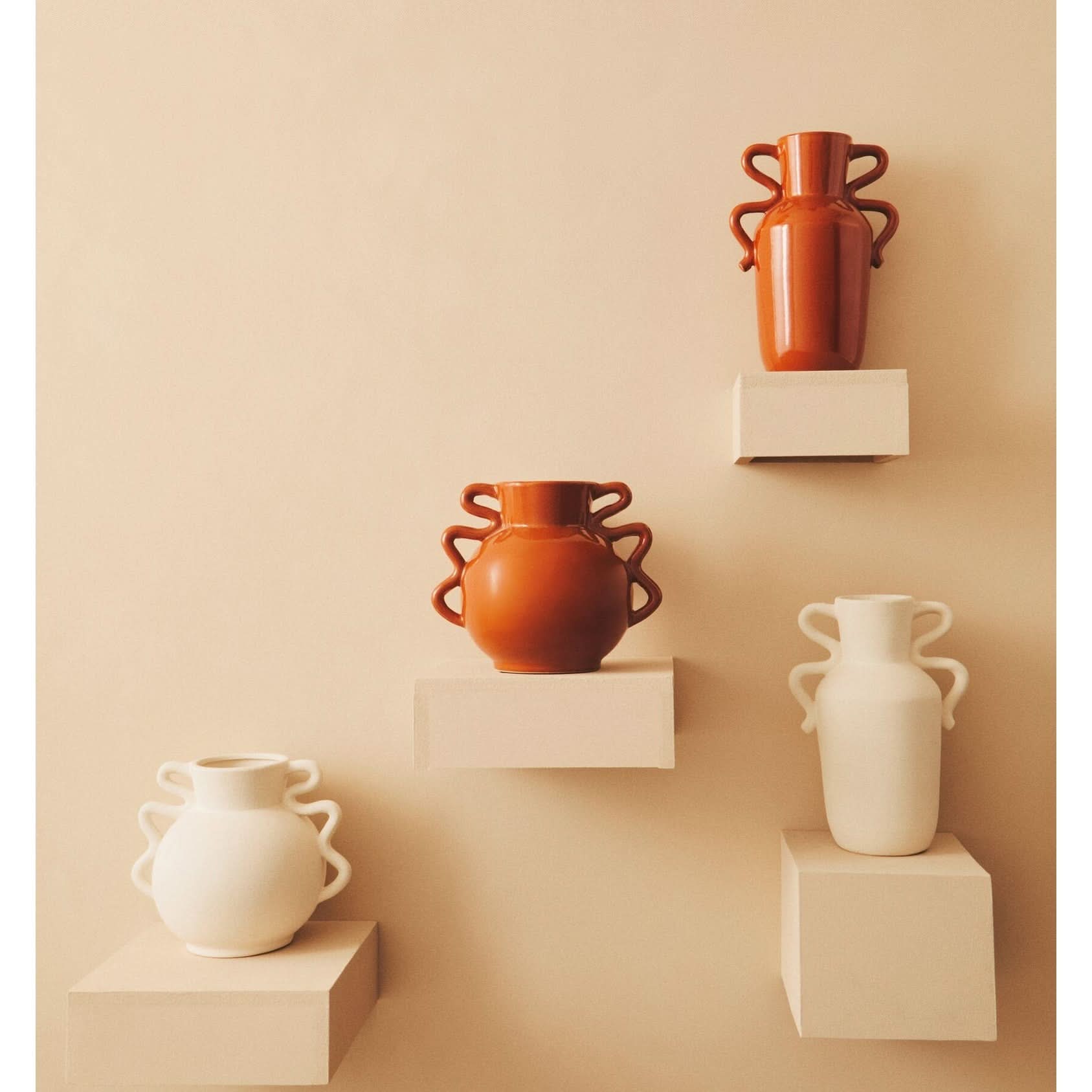 Sonata Small Burnt Orange Vase with Abstract Handles   Nicholas John Interiors