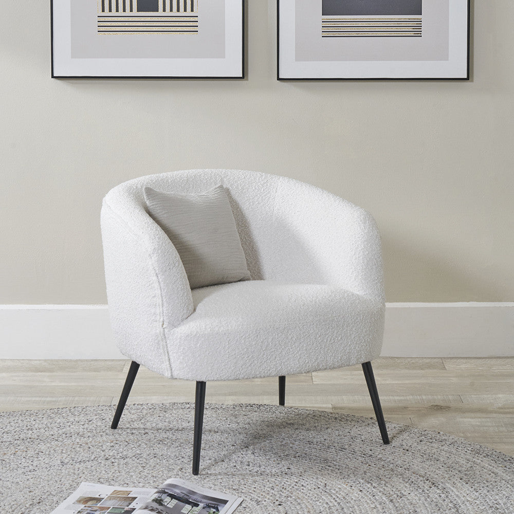 Siena Bouclé Fabric and Black Metal Tub Chair