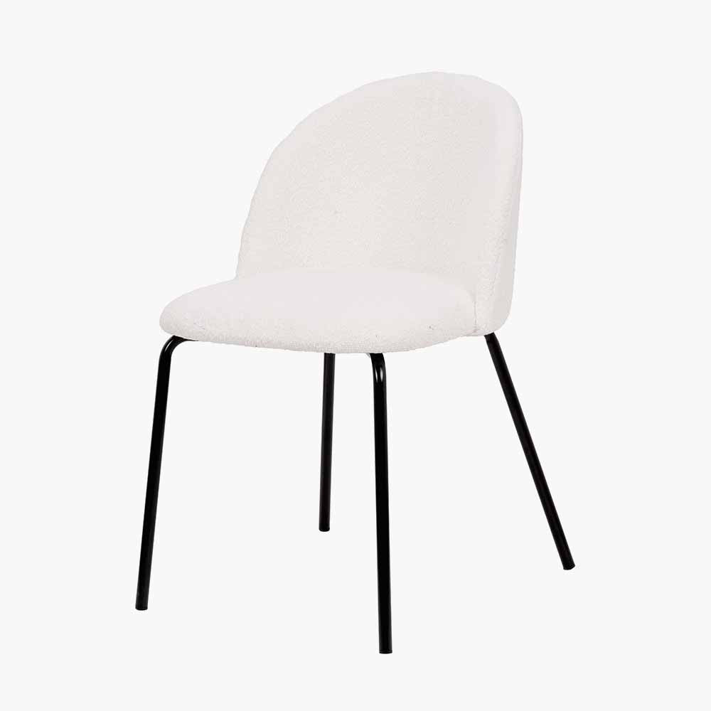 Turi Boucle Fabric and Black Metal Dining Chair