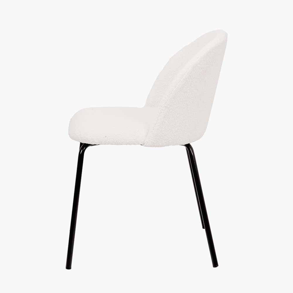 Turi Boucle Fabric and Black Metal Dining Chair