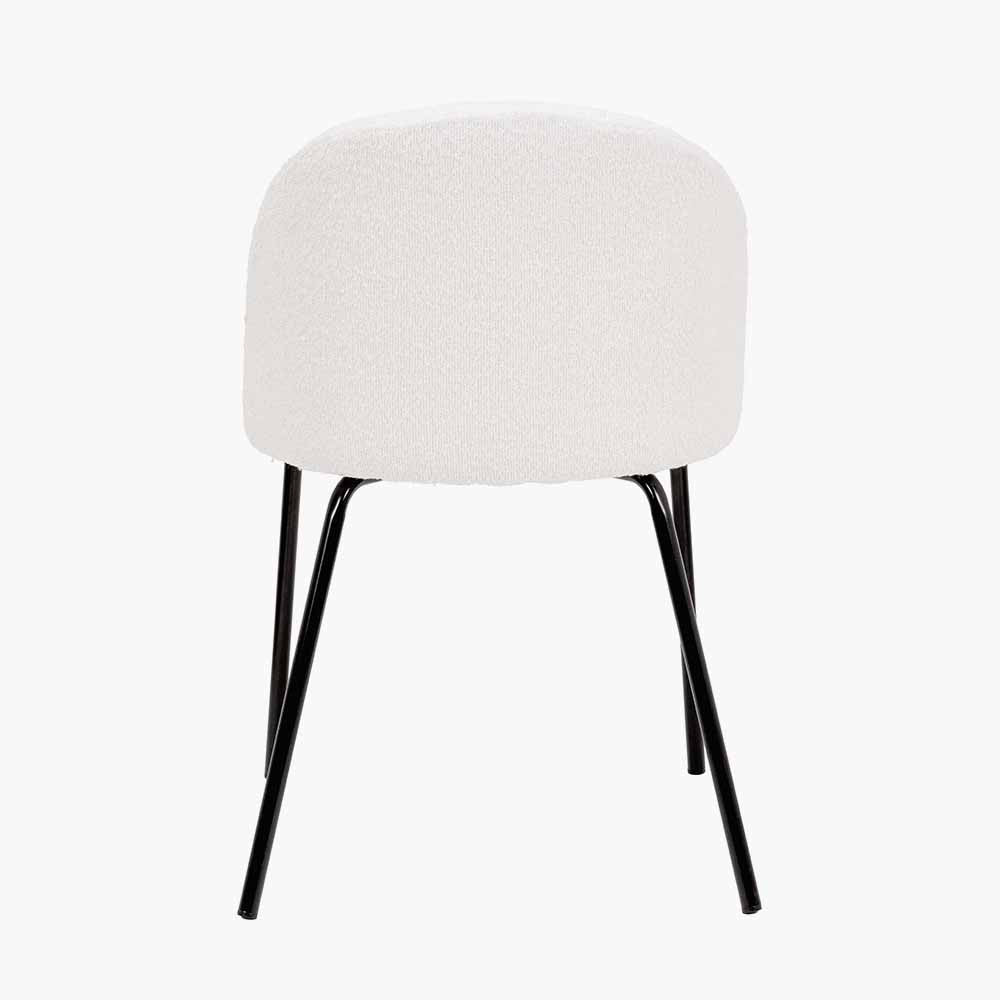 Turi Boucle Fabric and Black Metal Dining Chair