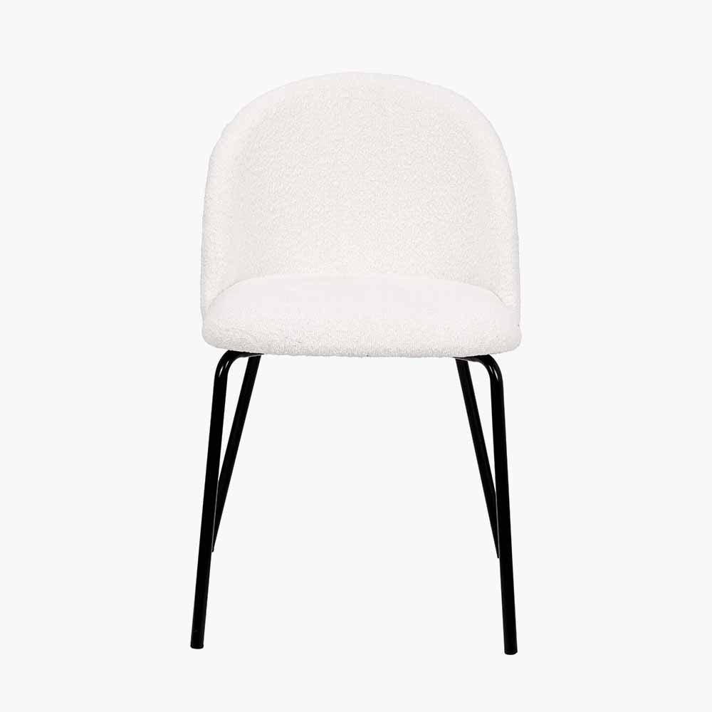 Turi Boucle Fabric and Black Metal Dining Chair