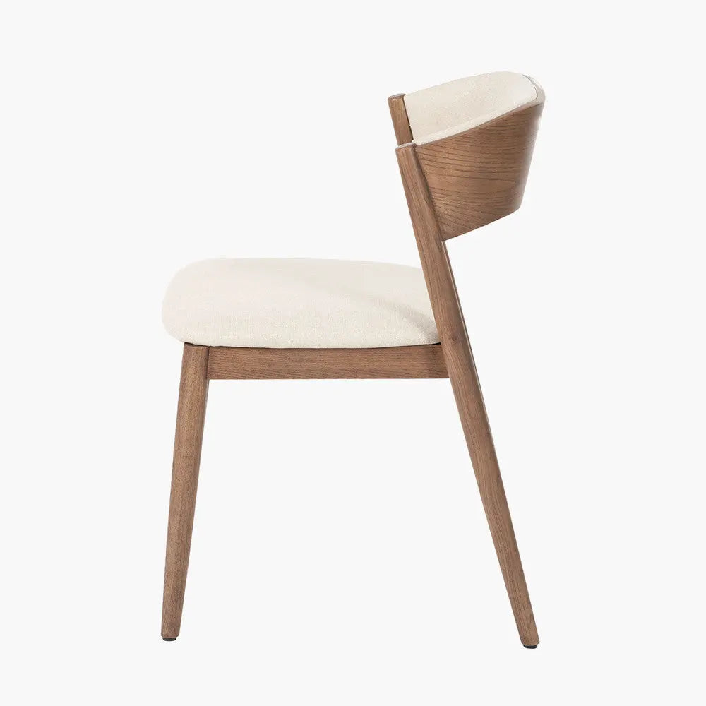 Elias Natural Linen and Dark Ash Wood Curved Back Dining Chair Pacific Lifestyle