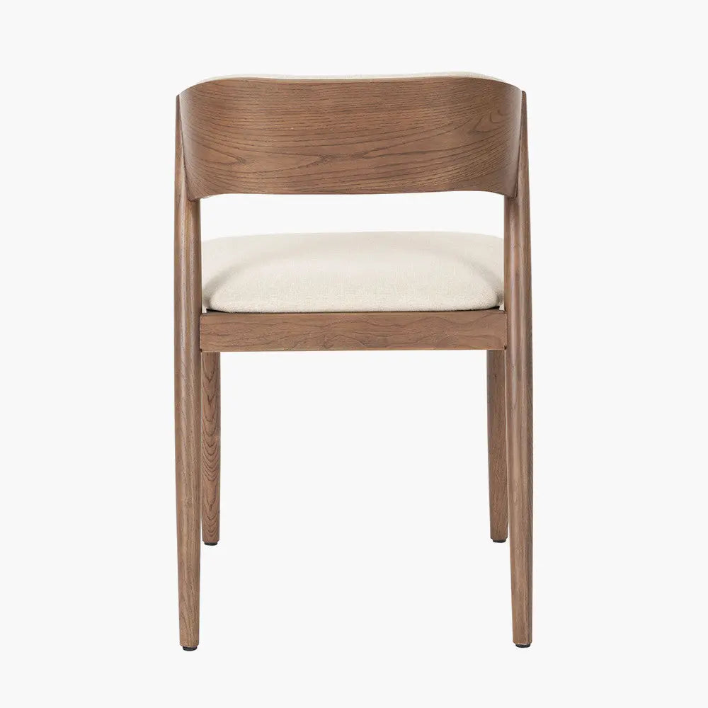 Elias Natural Linen and Dark Ash Wood Curved Back Dining Chair Pacific Lifestyle