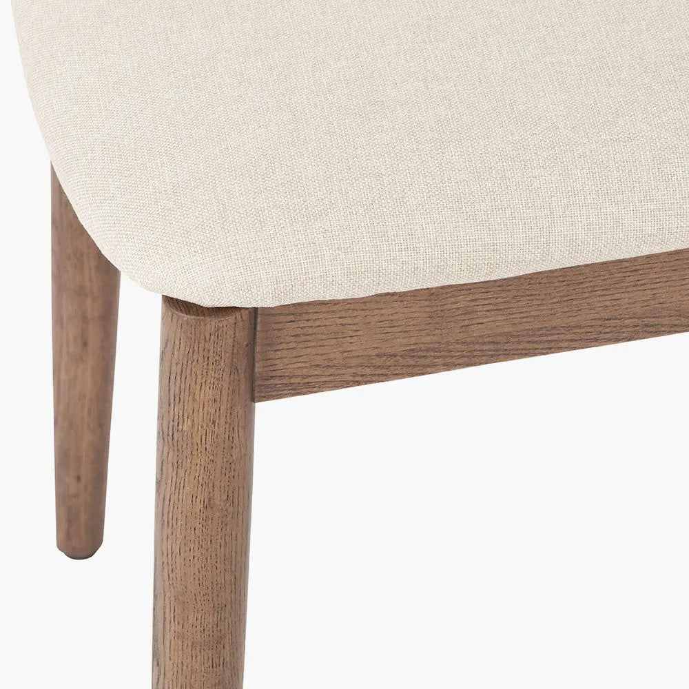 Elias Natural Linen and Dark Ash Wood Curved Back Dining Chair Pacific Lifestyle