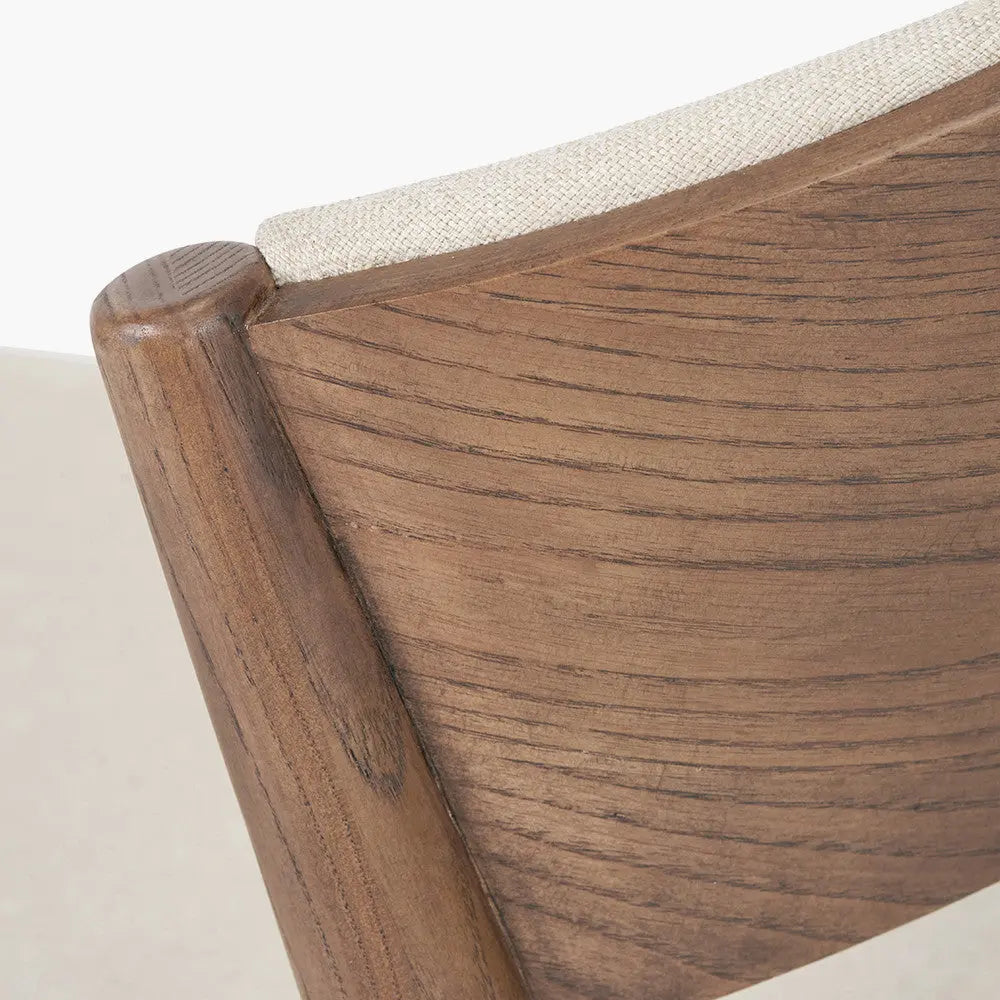 Elias Natural Linen and Dark Ash Wood Curved Back Dining Chair Pacific Lifestyle
