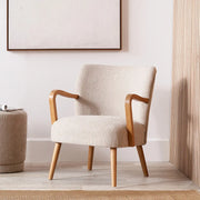 Sennori Taupe Teddy Fabric and Rubber Wood Occasional Chair  Nicholas John Interiors