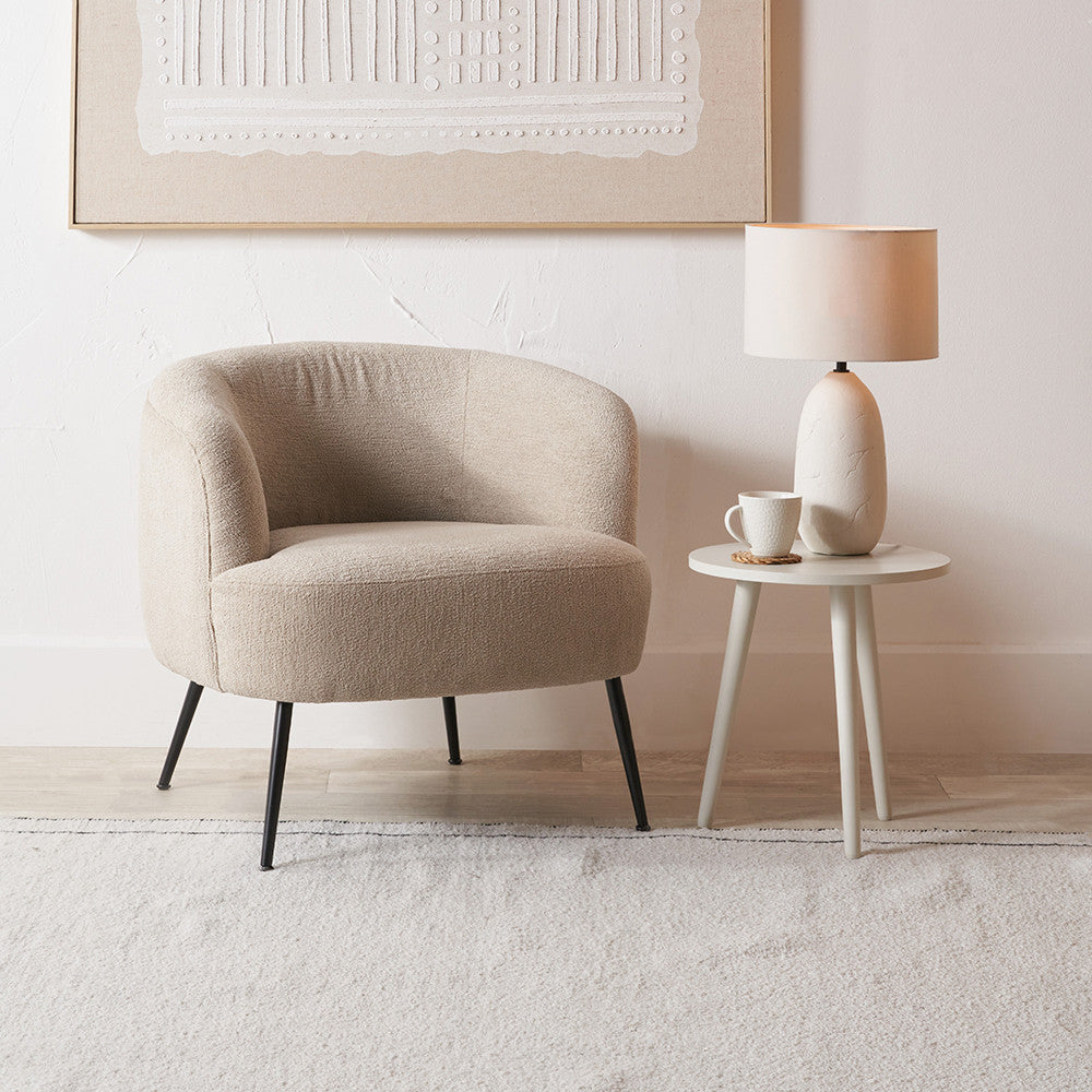 Aviana Taupe Teddy and Black Metal Chair