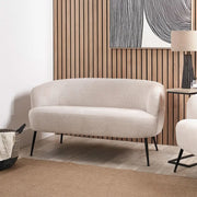 Aviana Natural Chenille and Black Metal Sofa  Nicholas John Interiors