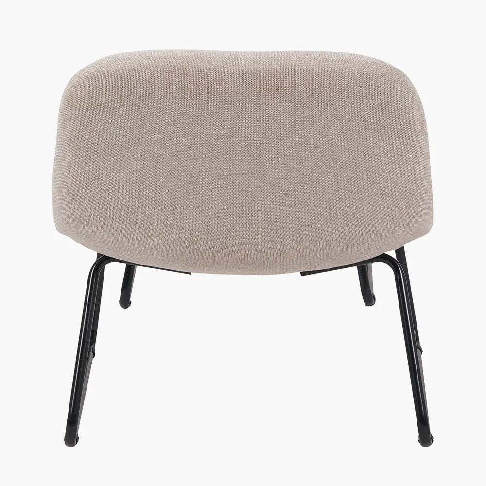 Chiara Natural Chenille and Black Metal Lounging Chair and Footstool  Nicholas John Interiors