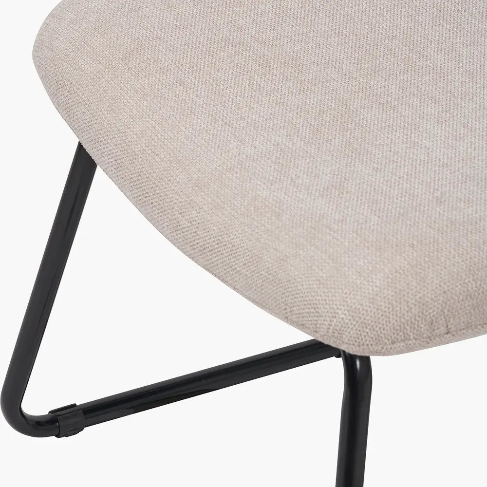 Chiara Natural Chenille and Black Metal Lounging Chair and Footstool  Nicholas John Interiors