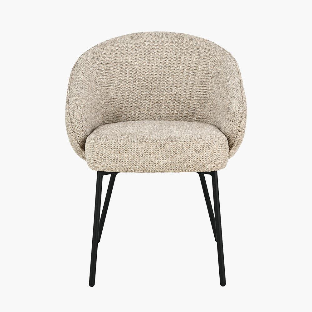 Kelsby Mocha Textured Marl Chenille and Black Metal Tub Dining Chair
