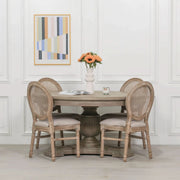 150cm Rustic Round Dining Table in Handcrafted White Cedar Wood   Nicholas John Interiors