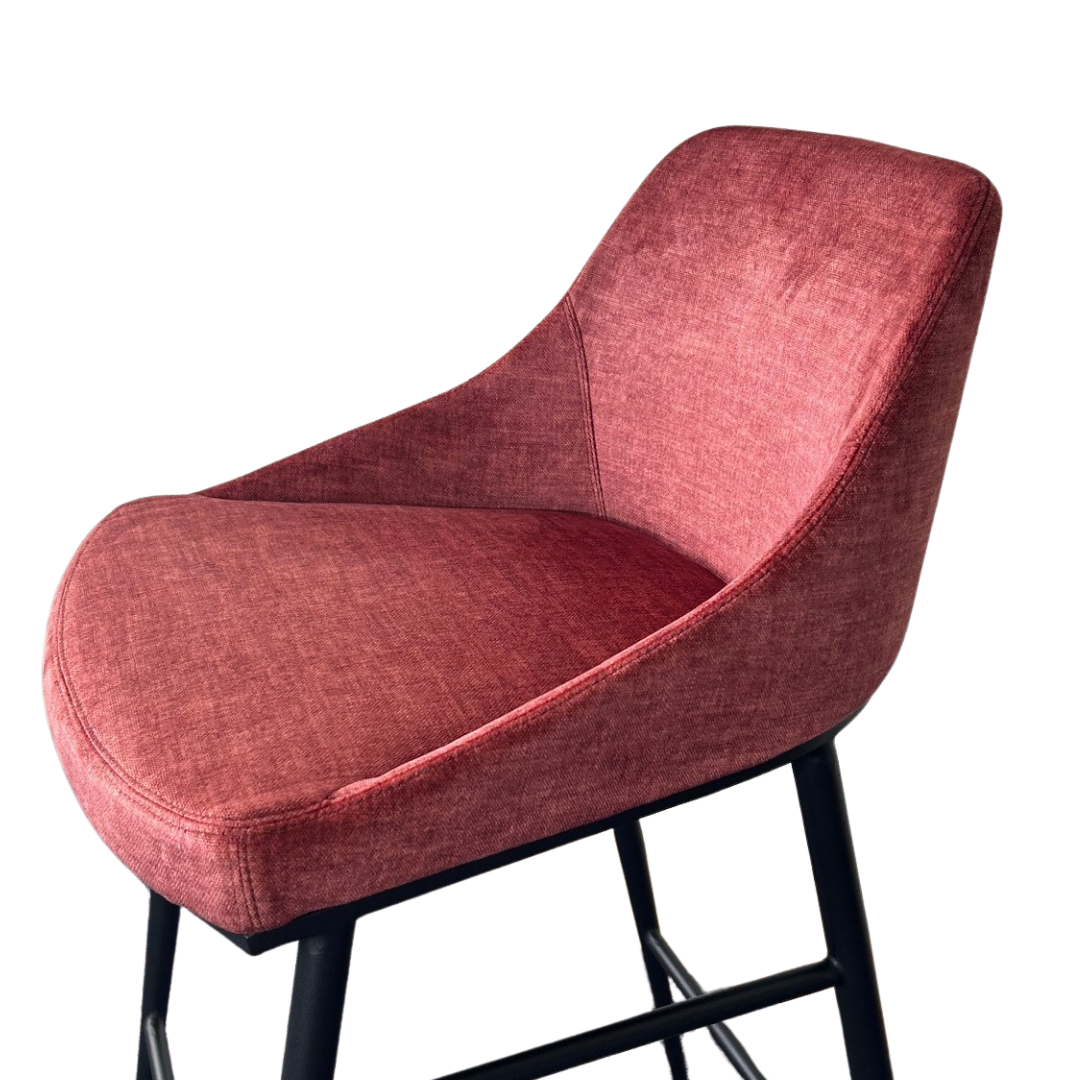 Tommy Franks Vai Barstool - Bella Velour Coral   Nicholas John Interiors