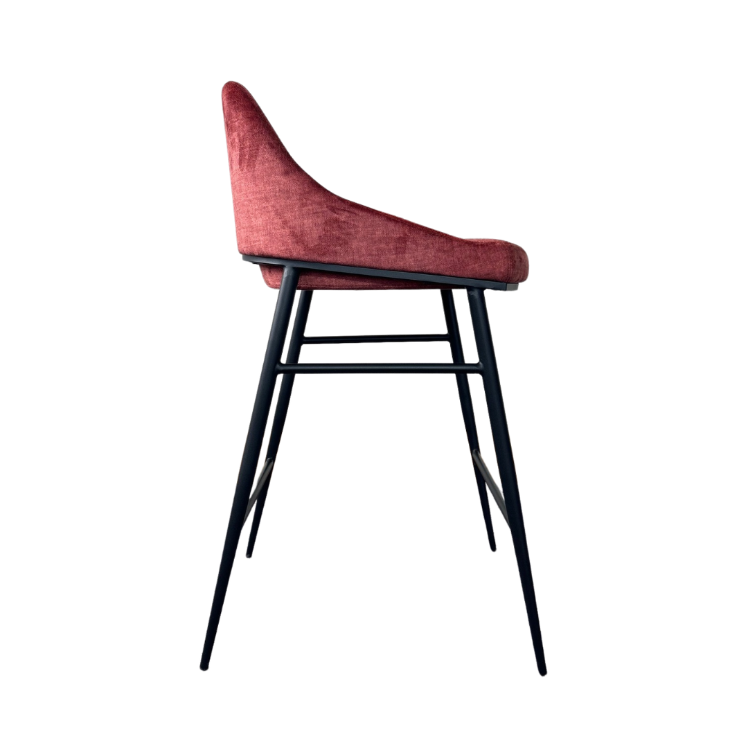 Tommy Franks Vai Barstool - Bella Velour Coral   Nicholas John Interiors